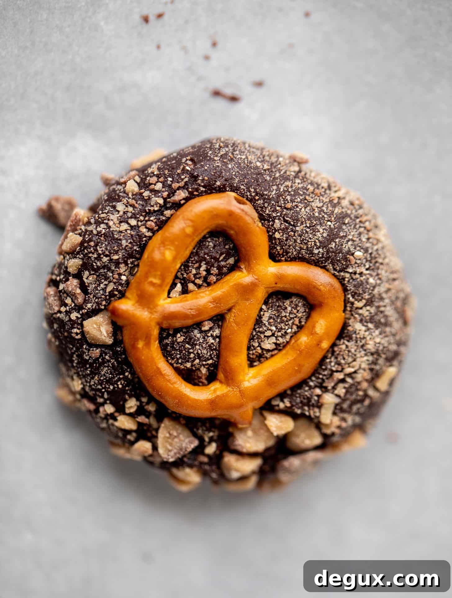 chocolate dough with a pretzel