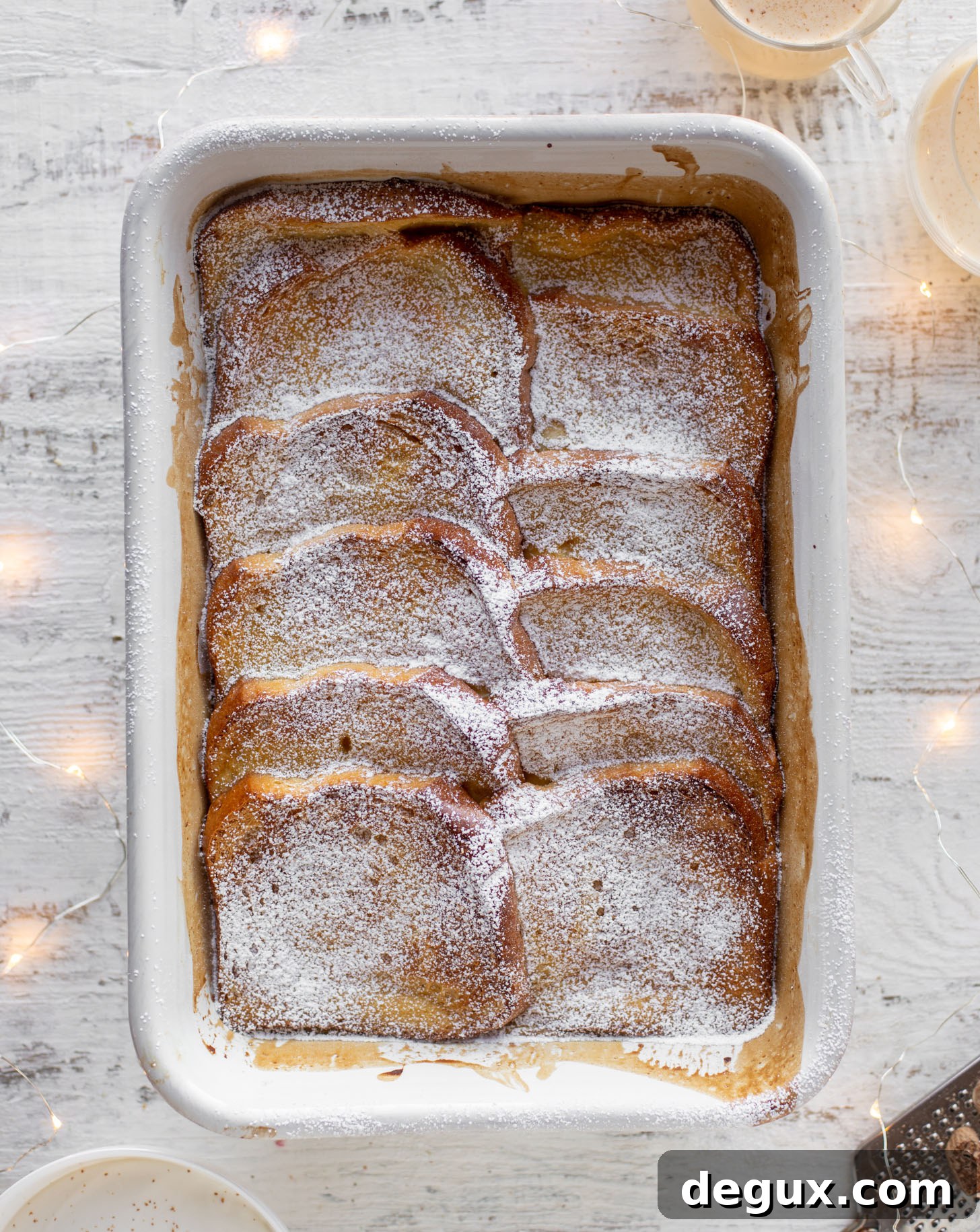 eggnog creme brulee french toast with bourbon whipped cream
