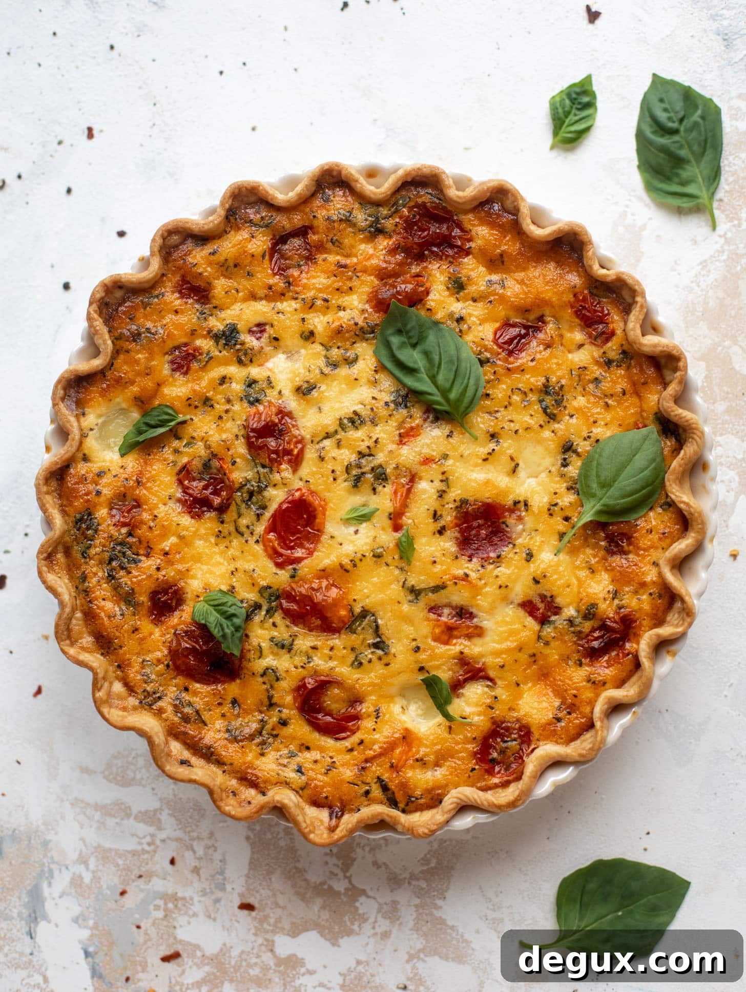 christmas caprese quiche