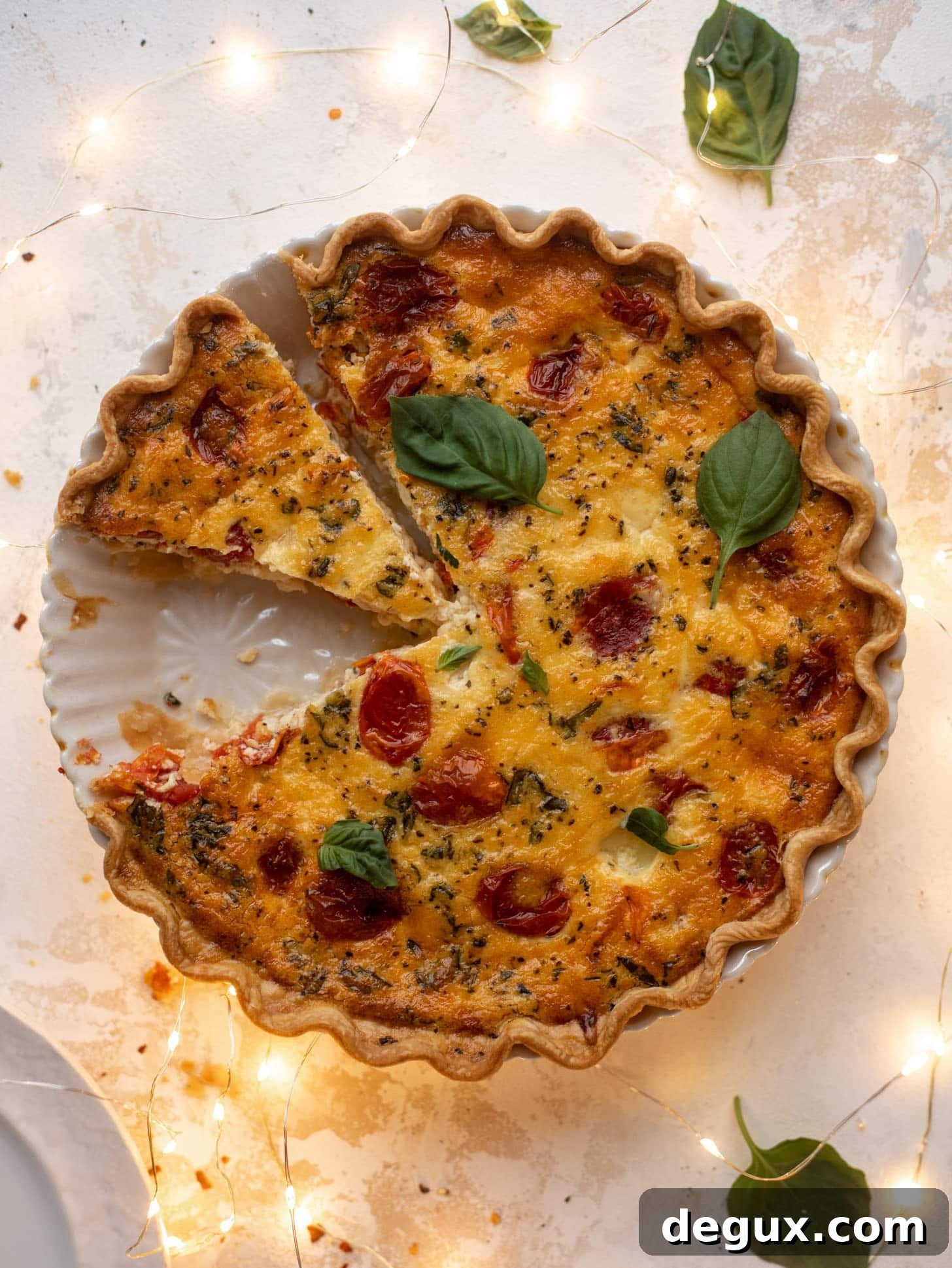 christmas caprese quiche