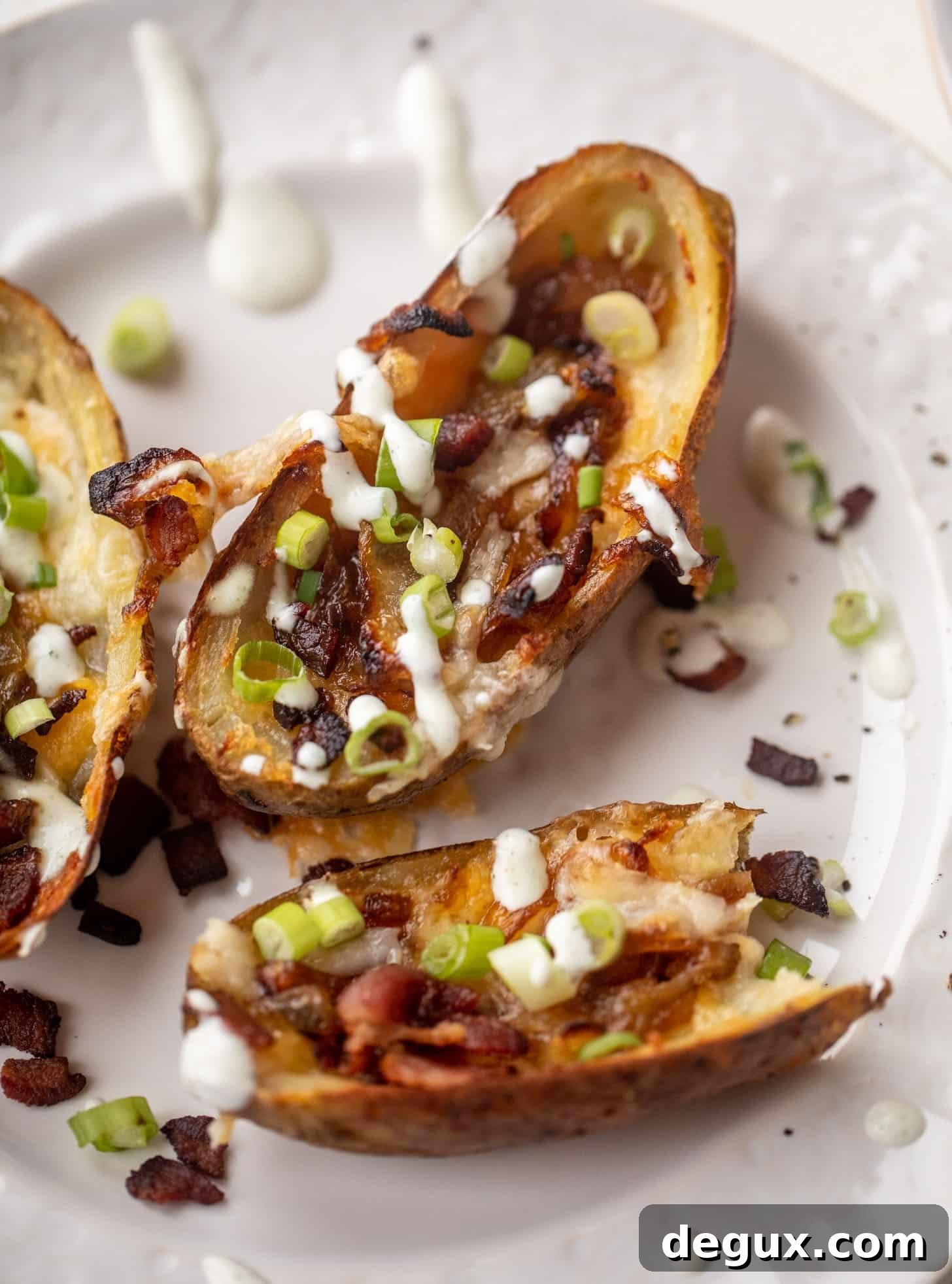 Smoked Cheddar & Caramelized Onion Potato Skins Recipe 8 smoked cheddar and caramelized onion potato skins with ranch