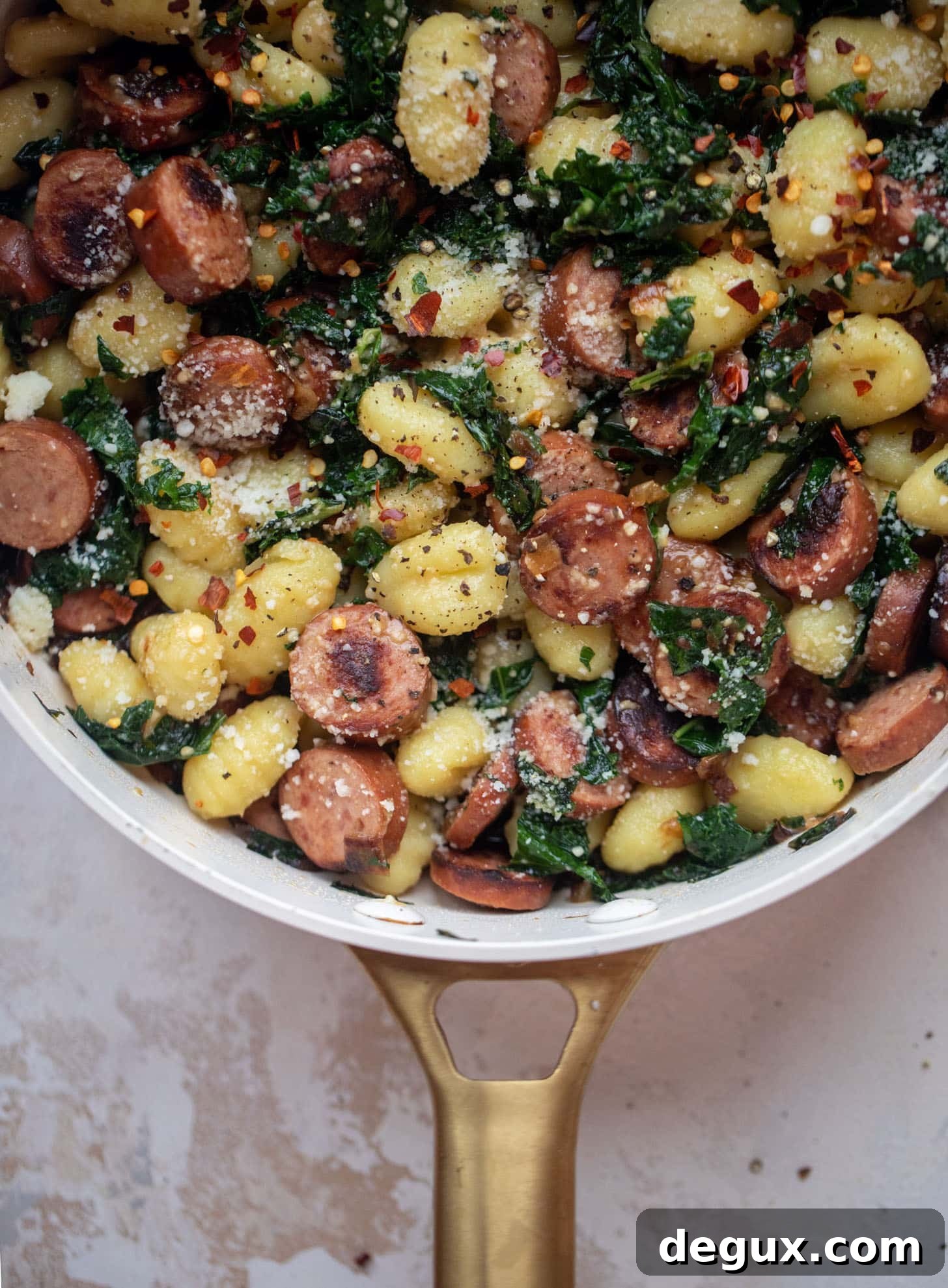 smoked sausage and kale gnocchi skillet