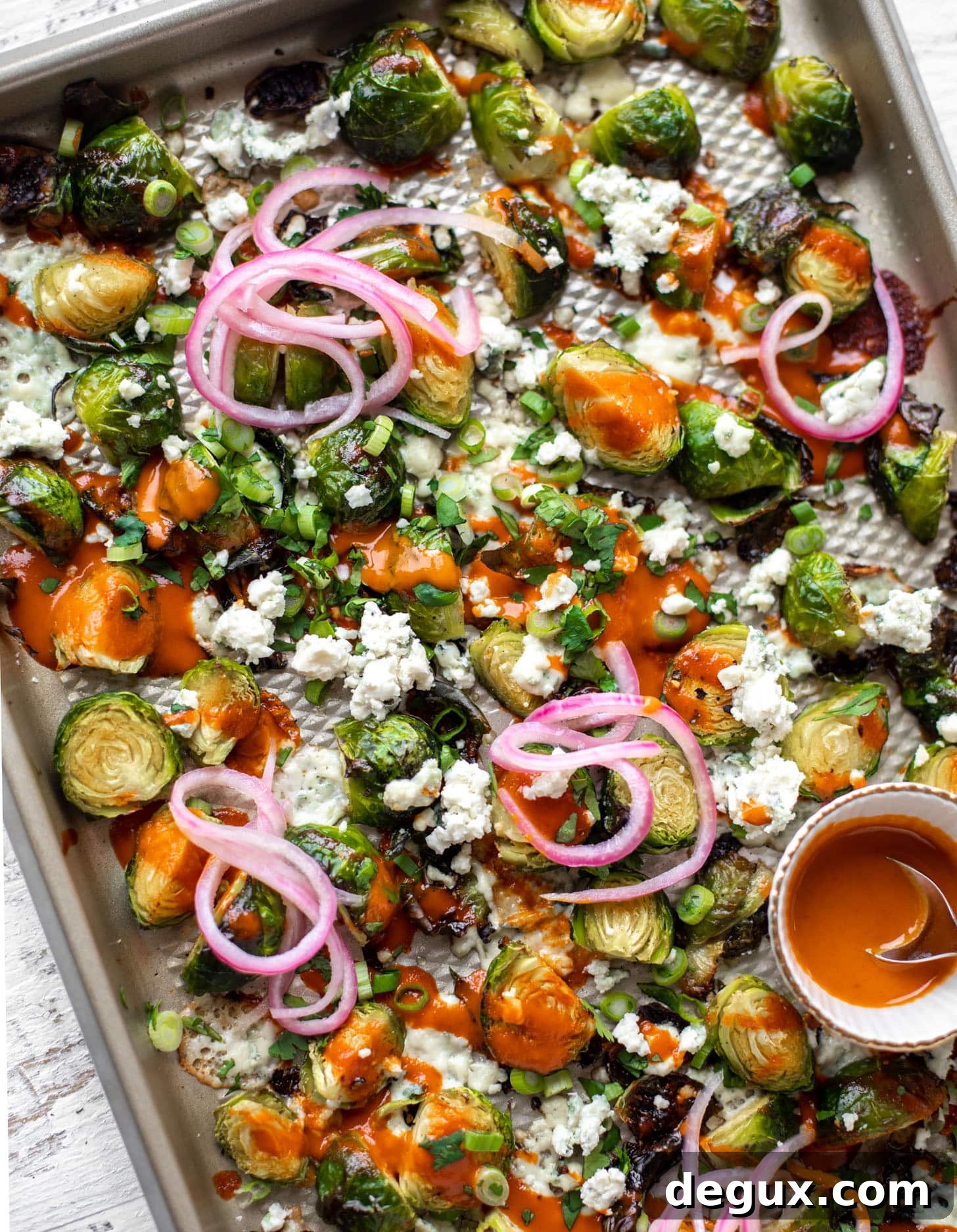 Spicy Buffalo-Style Roasted Brussels Sprouts with Crispy Edges 9 roasted buffalo wing brussels sprouts