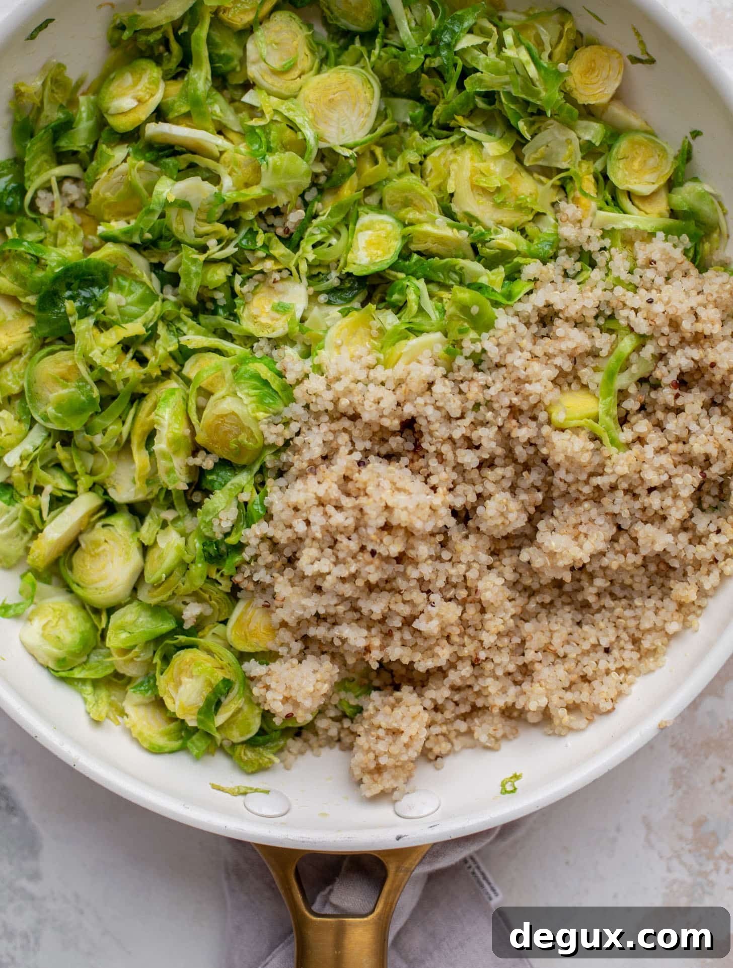 brussels crunch salad and quinoa