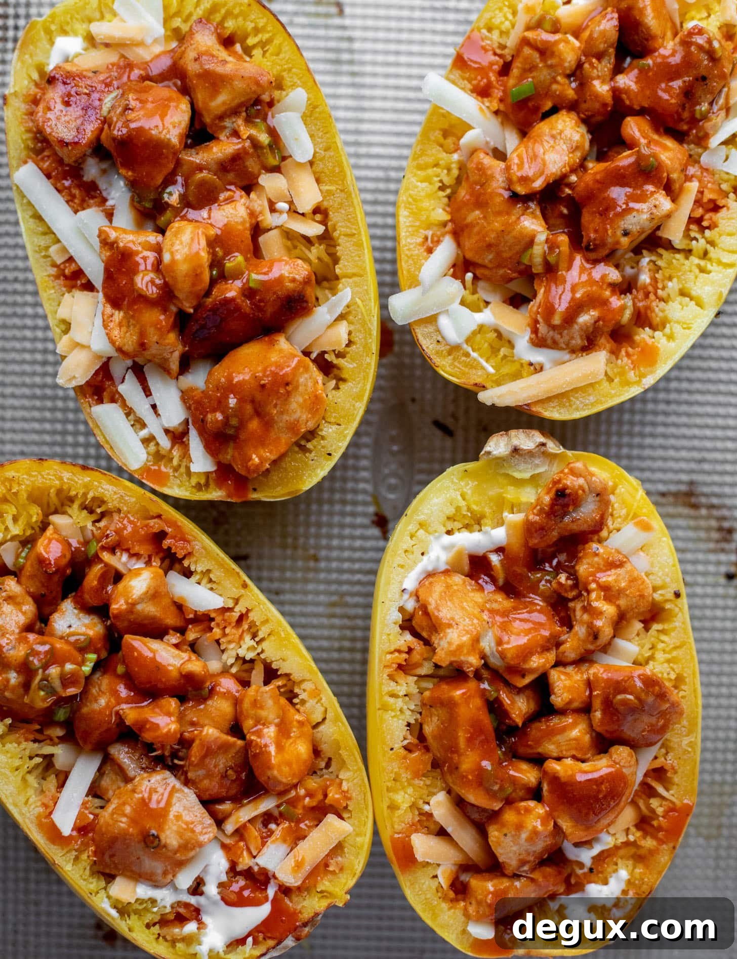 Baked Buffalo Chicken Spaghetti Squash Casserole 5 prepping buffalo chicken spaghetti squash