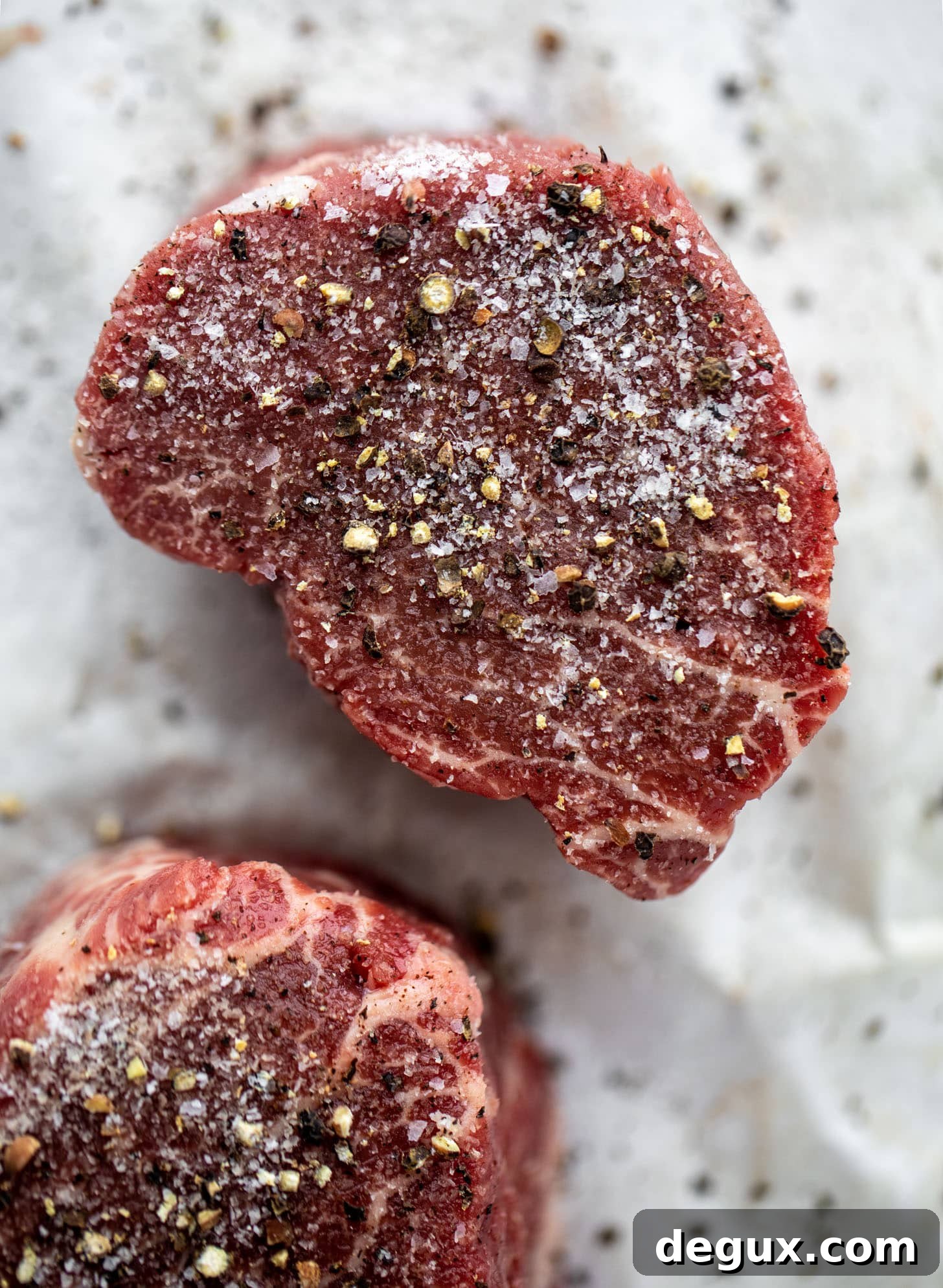 filet mignon steaks with salt and pepper