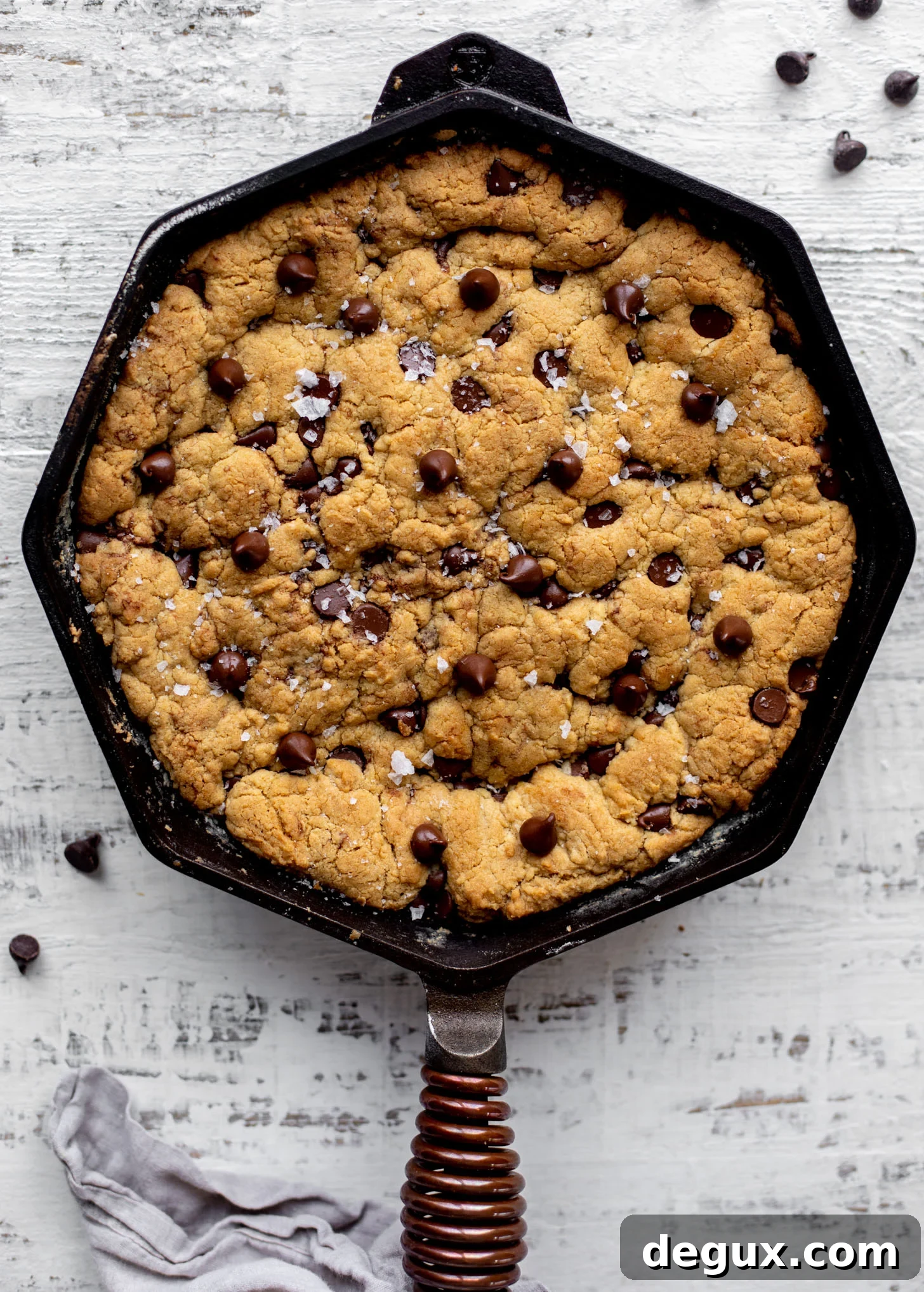 salted chewy chocolate chip skillet cookie