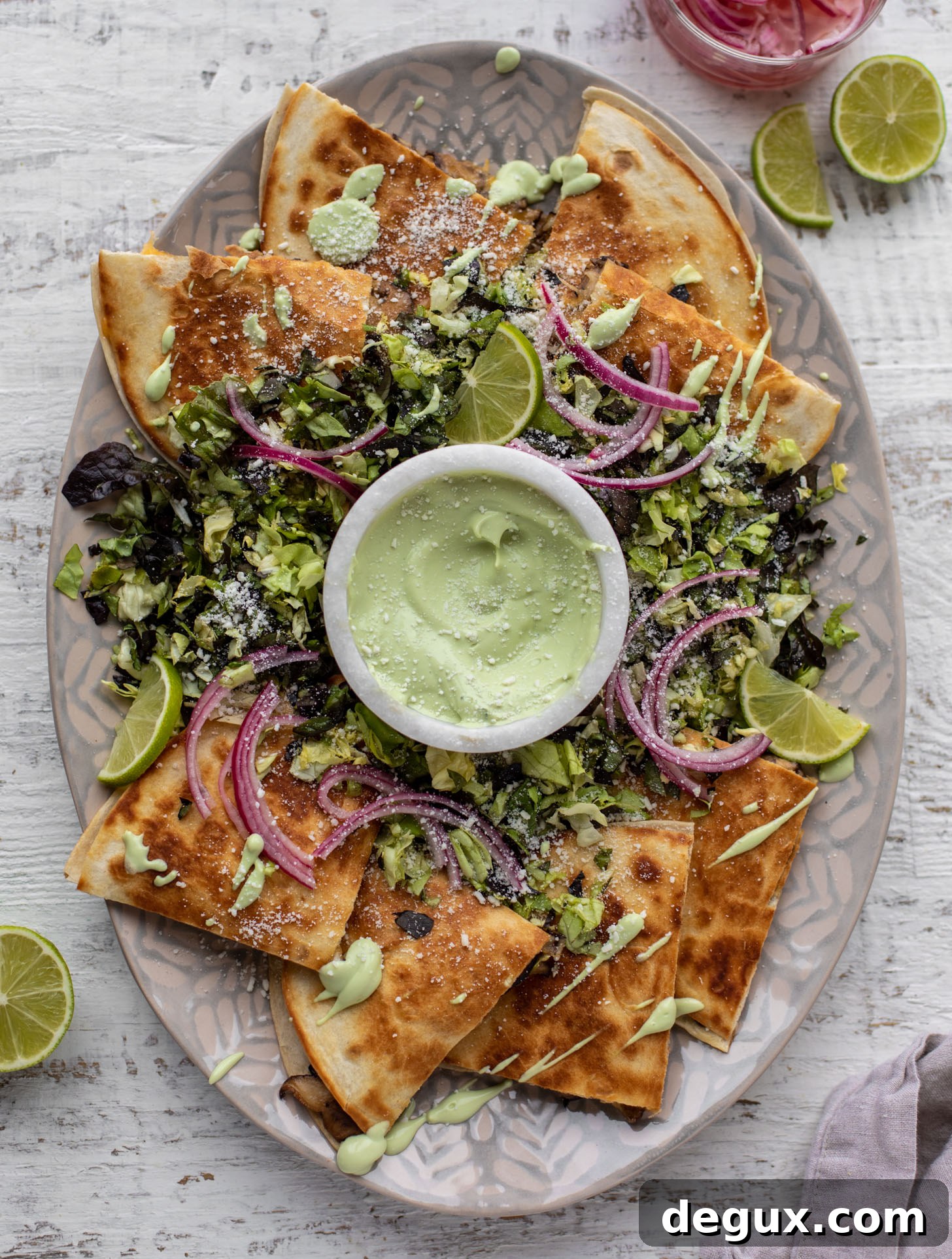 Smoky Shiitake Mushroom Quesadillas with Avocado Cream Sauce 7 smoky shiitake mushroom quesadillas