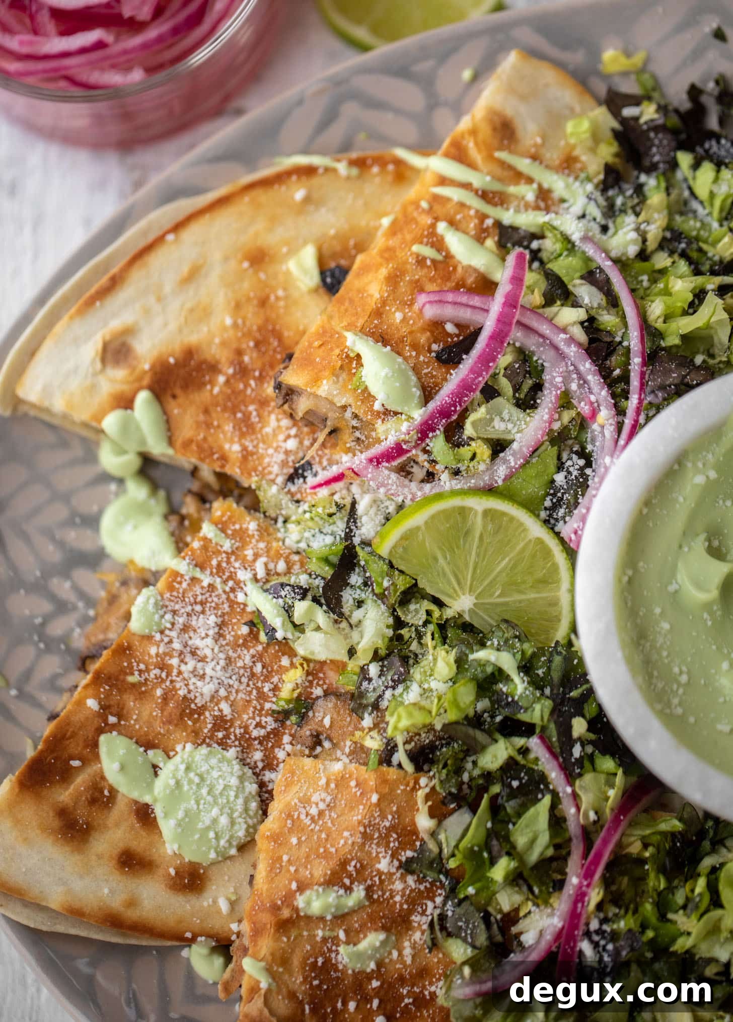 Smoky Shiitake Mushroom Quesadillas with Avocado Cream Sauce 9 smoky shiitake mushroom quesadillas