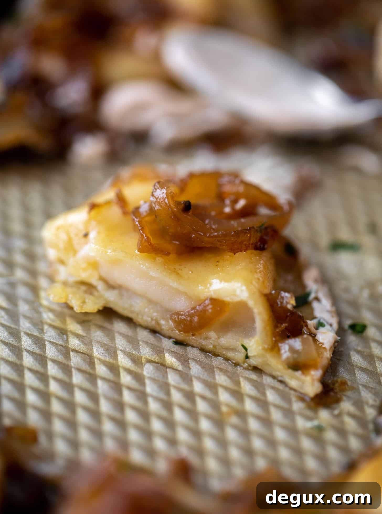 sheet pan pierogies with caramelized onions and chipotle sour cream