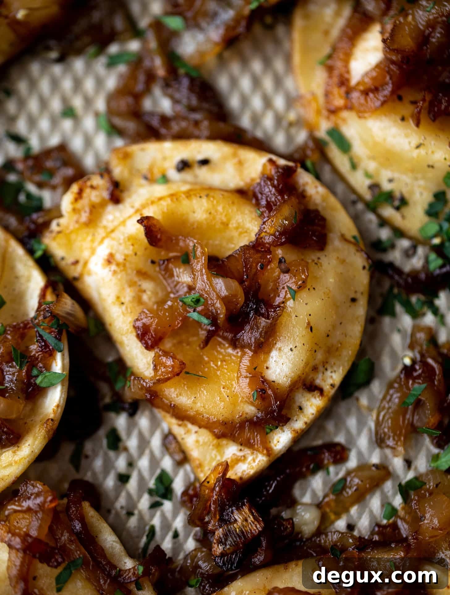 sheet pan pierogies with caramelized onions