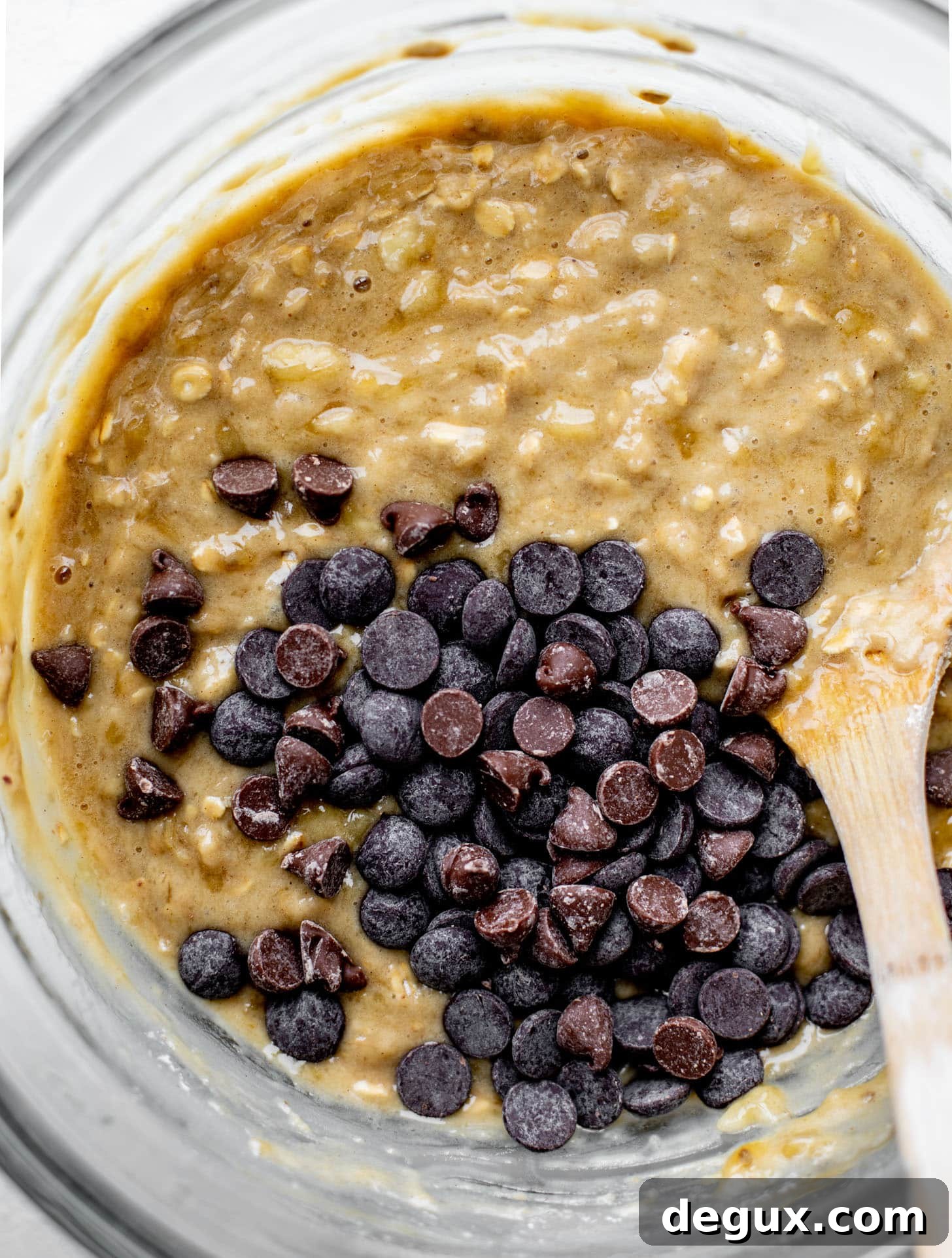 banana muffins batter with chocolate chips