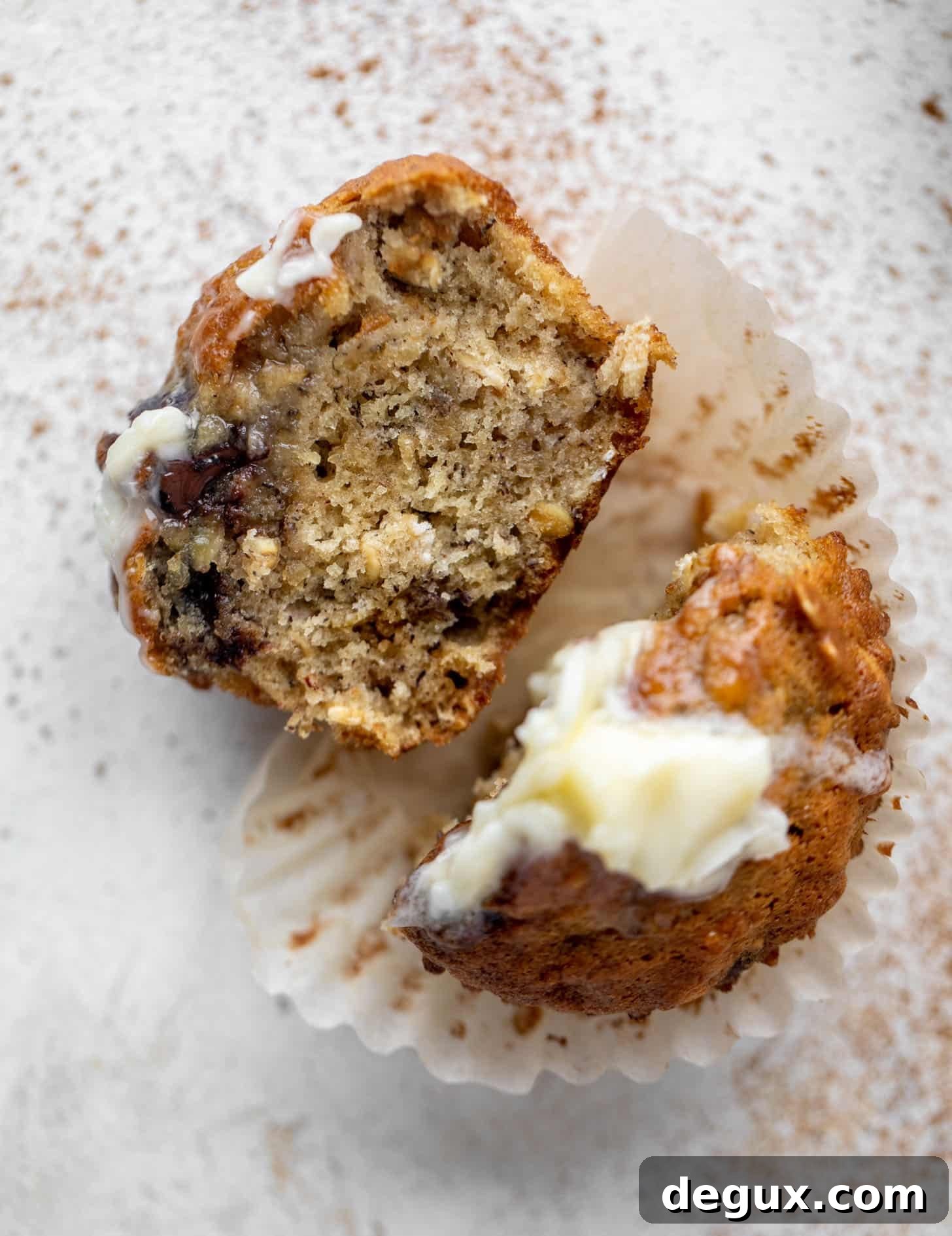 chocolate chip banana oat muffins