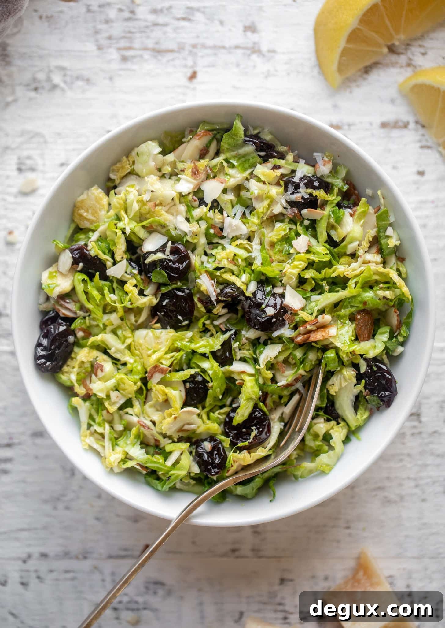sweet and savory brussels sprouts slaw