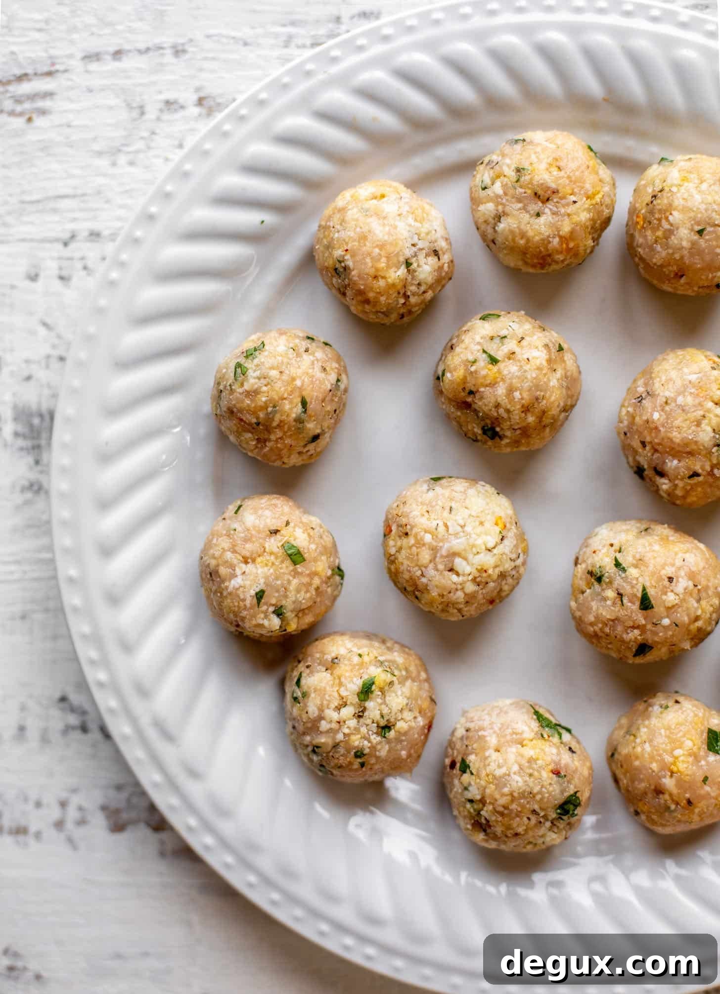 Chicken Romano Meatballs Recipe — Weeknight Dinner Sneak Peek 4 chicken romano meatballs prepped
