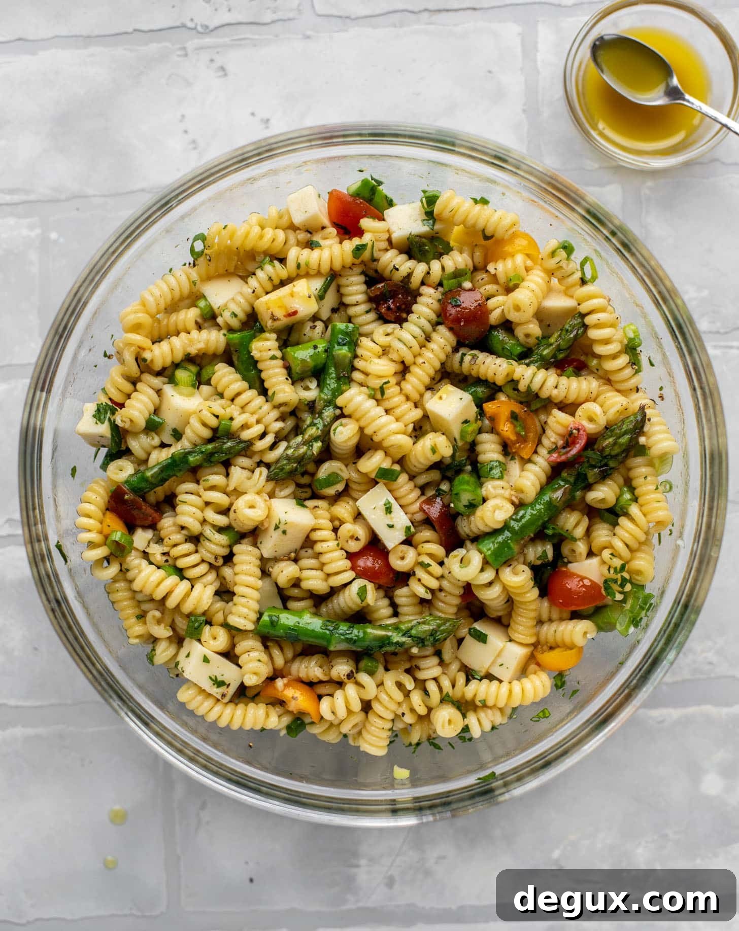 asparagus pasta salad with honey mustard dressing