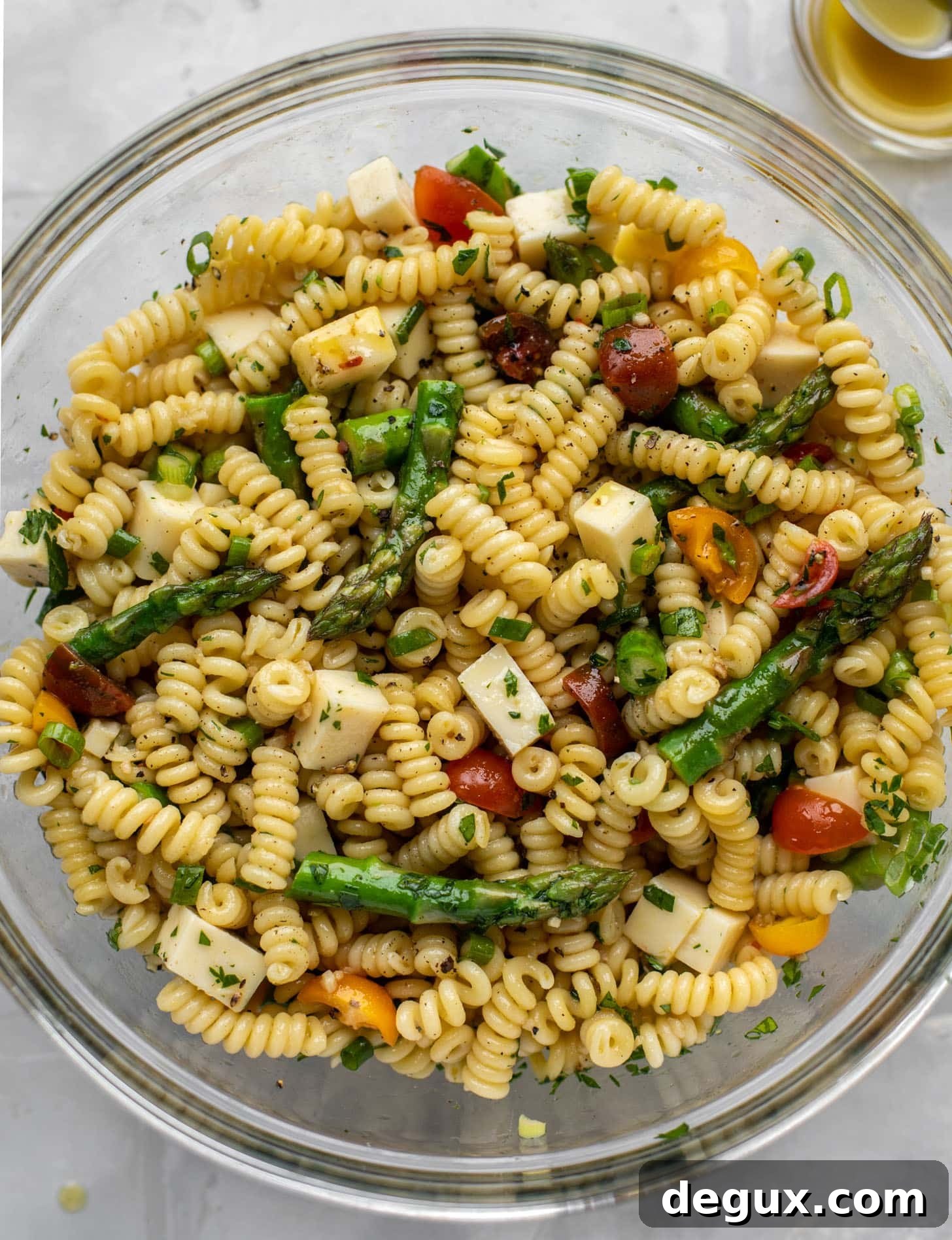 asparagus pasta salad with honey mustard dressing