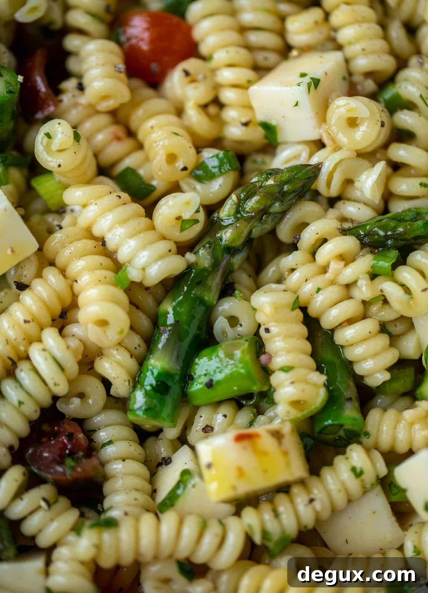 asparagus pasta salad with honey mustard dressing