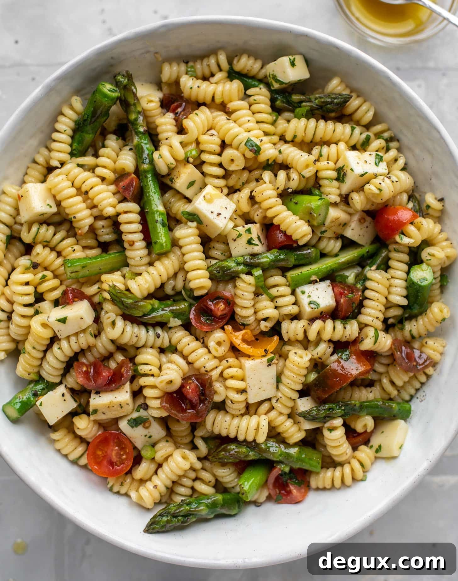 asparagus pasta salad with honey mustard dressing