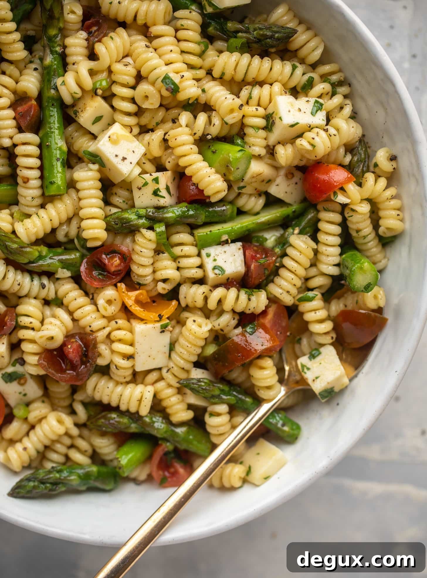 asparagus pasta salad with honey mustard dressing