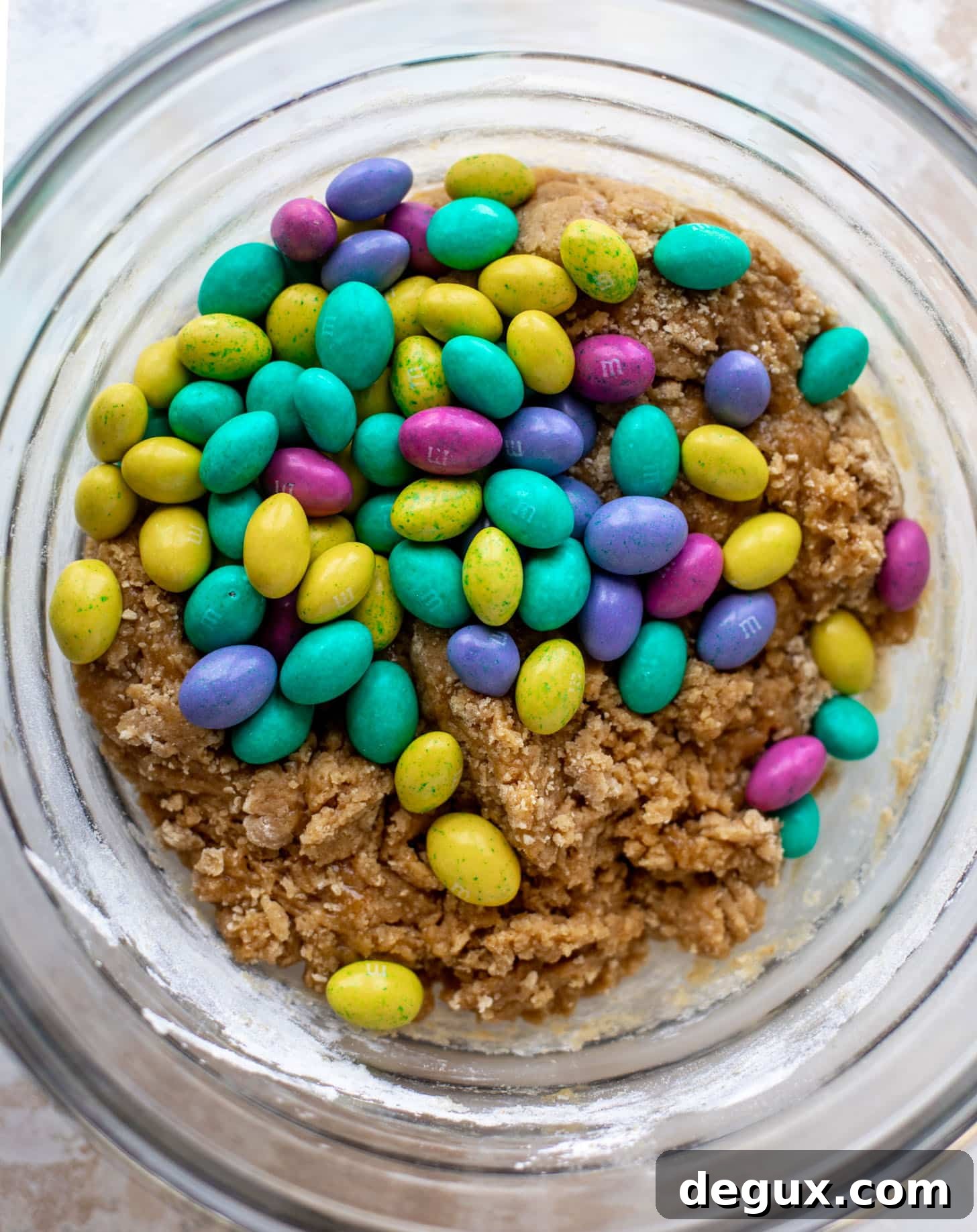 cookie dough with peanut butter m&m's
