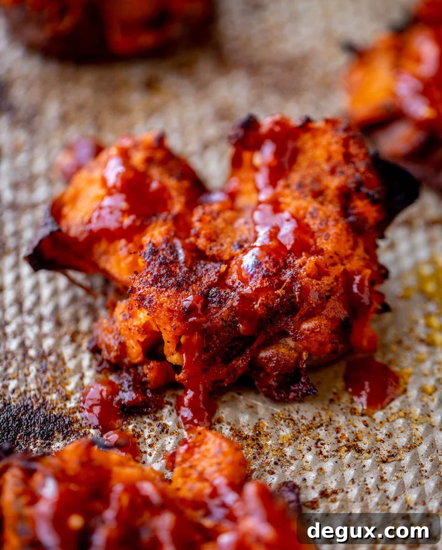 crispy smashed chili sweet potatoes
