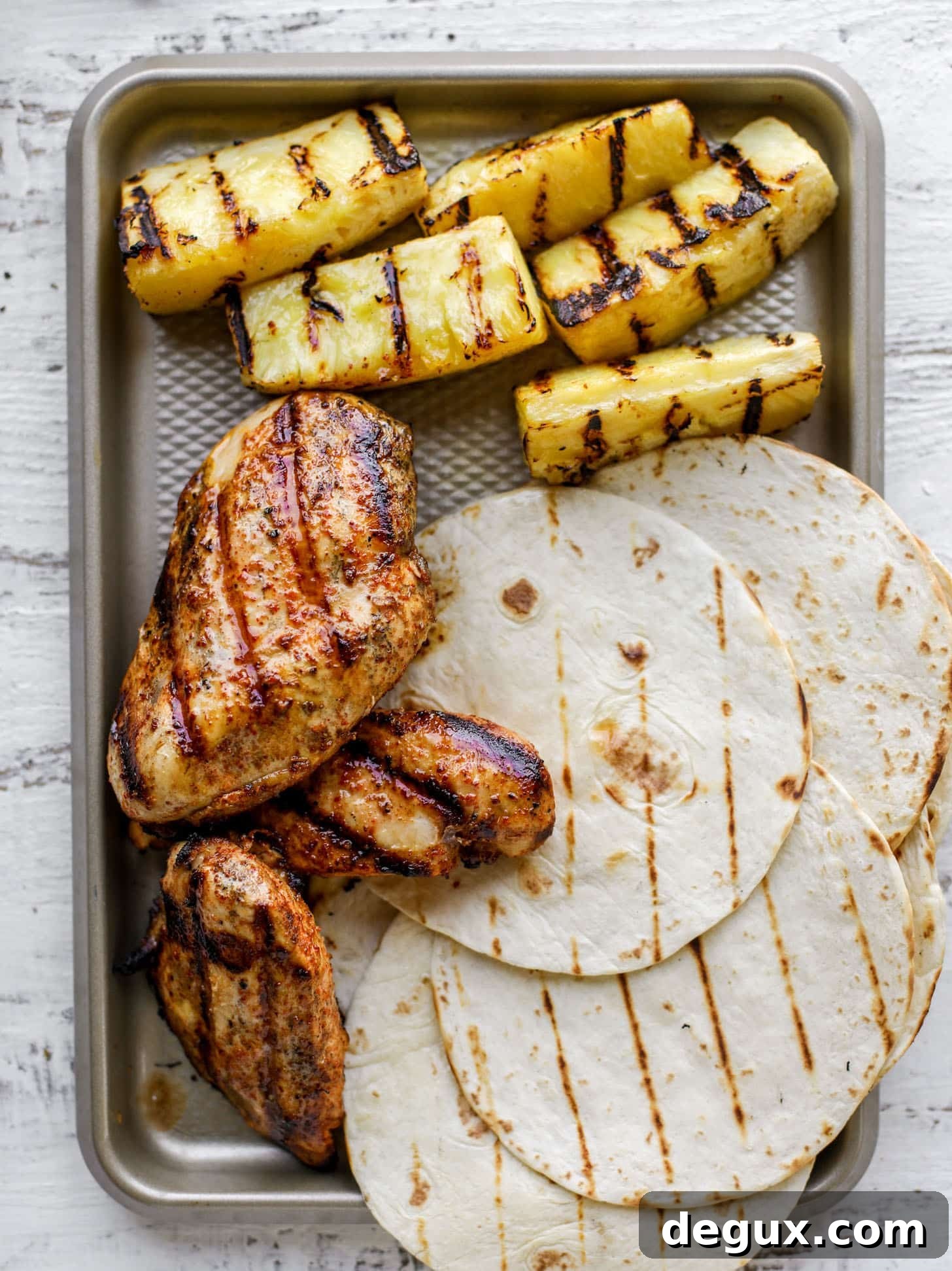 grilled chicken, pineapple and tortillas