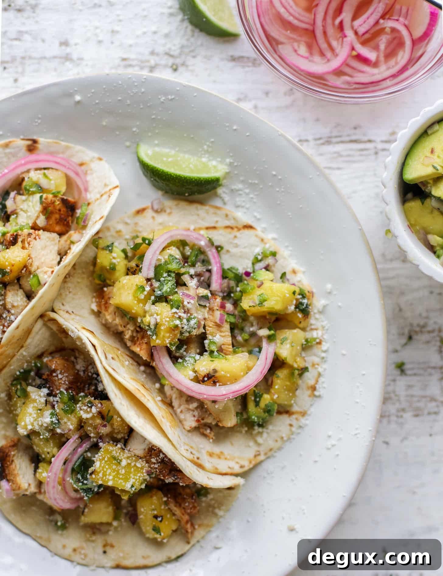 grilled chili lime chicken tacos with pineapple salsa