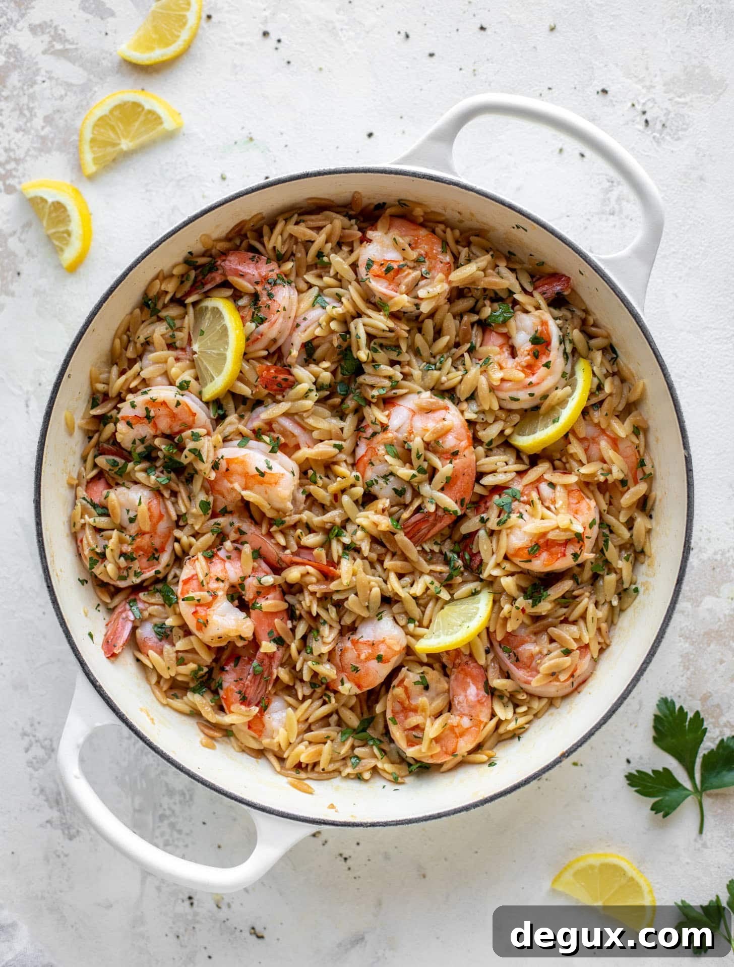 one pot garlic butter shrimp and orzo