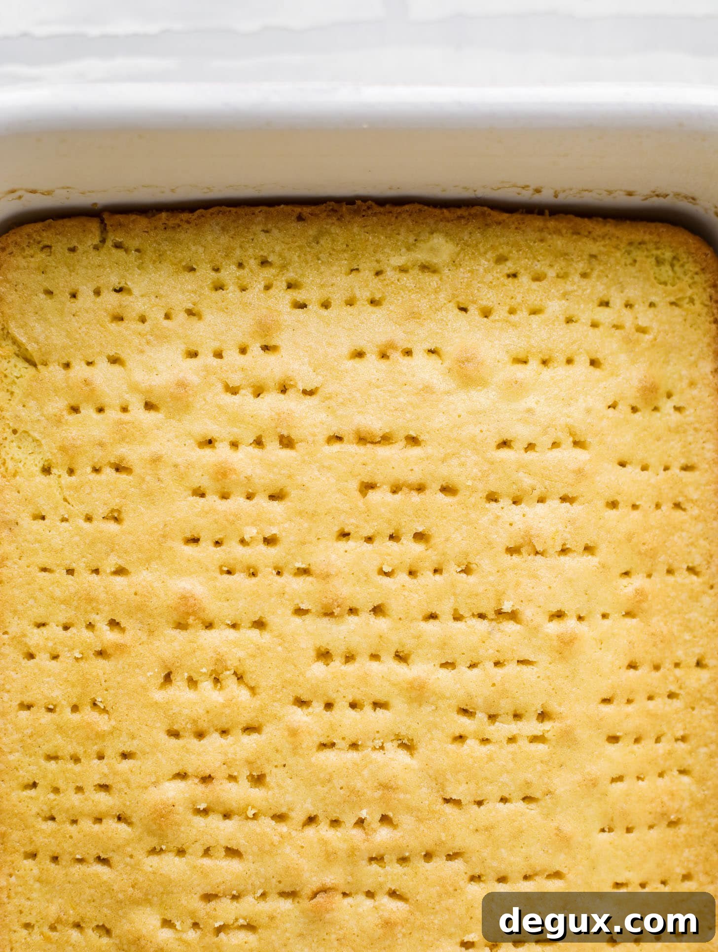 tres leches cake with holes poked in it
