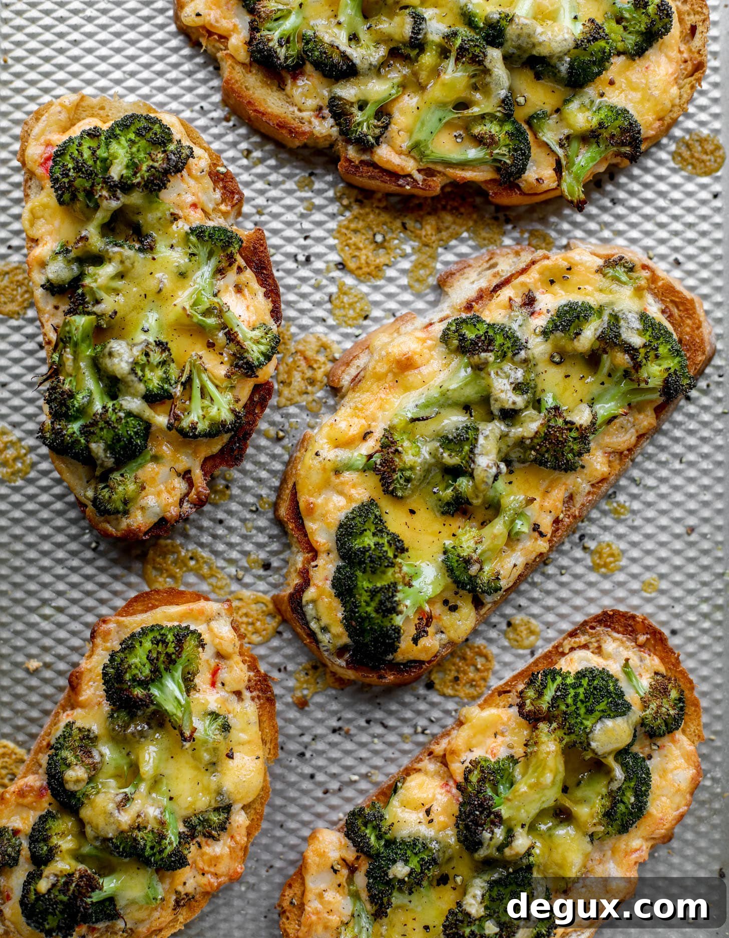 roasted broccoli pimento cheese melts out of the oven