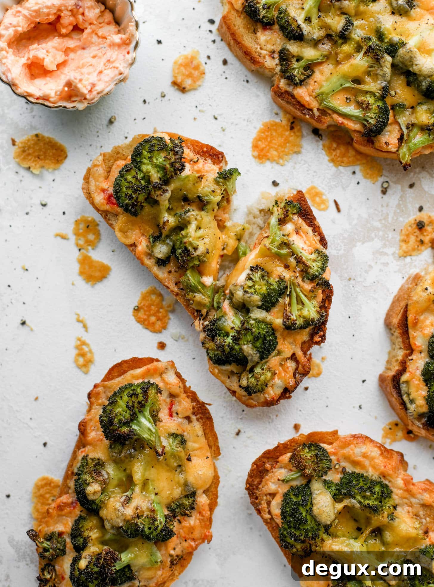 roasted broccoli pimento cheese melts
