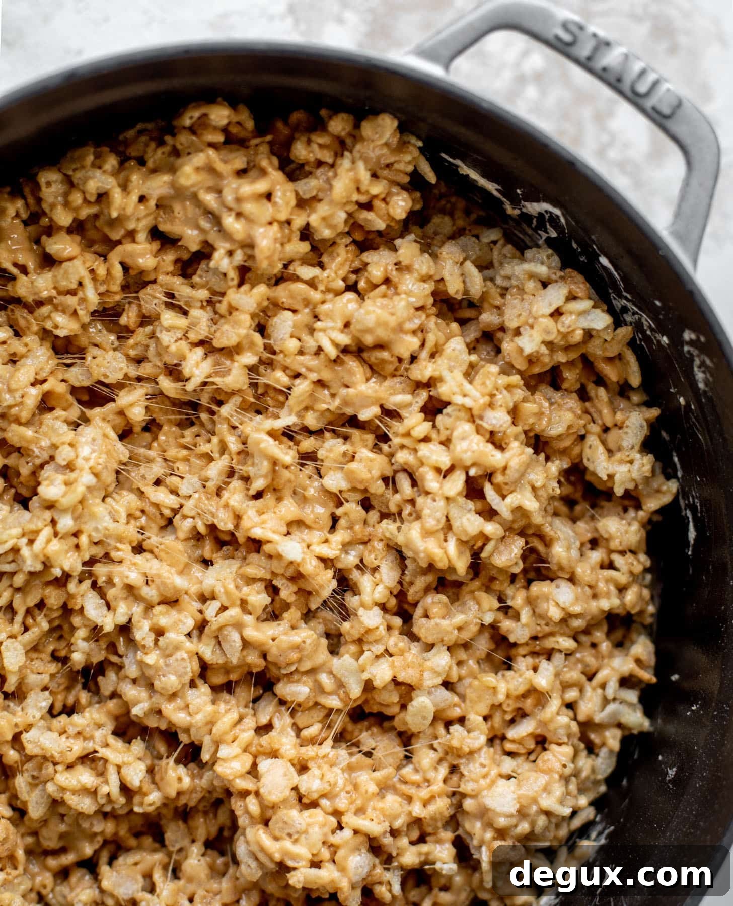 Salted Peanut Butter Rice Krispie Treats Recipe — Crunchy No-Bake Bars 6 pot of peanut butter rice krispy treats