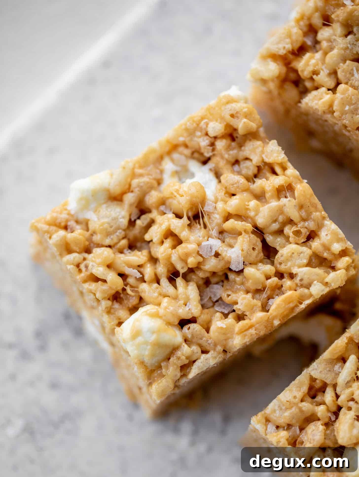 Salted Peanut Butter Rice Krispie Treats Recipe — Crunchy No-Bake Bars 8 salted peanut butter rice krispy treats