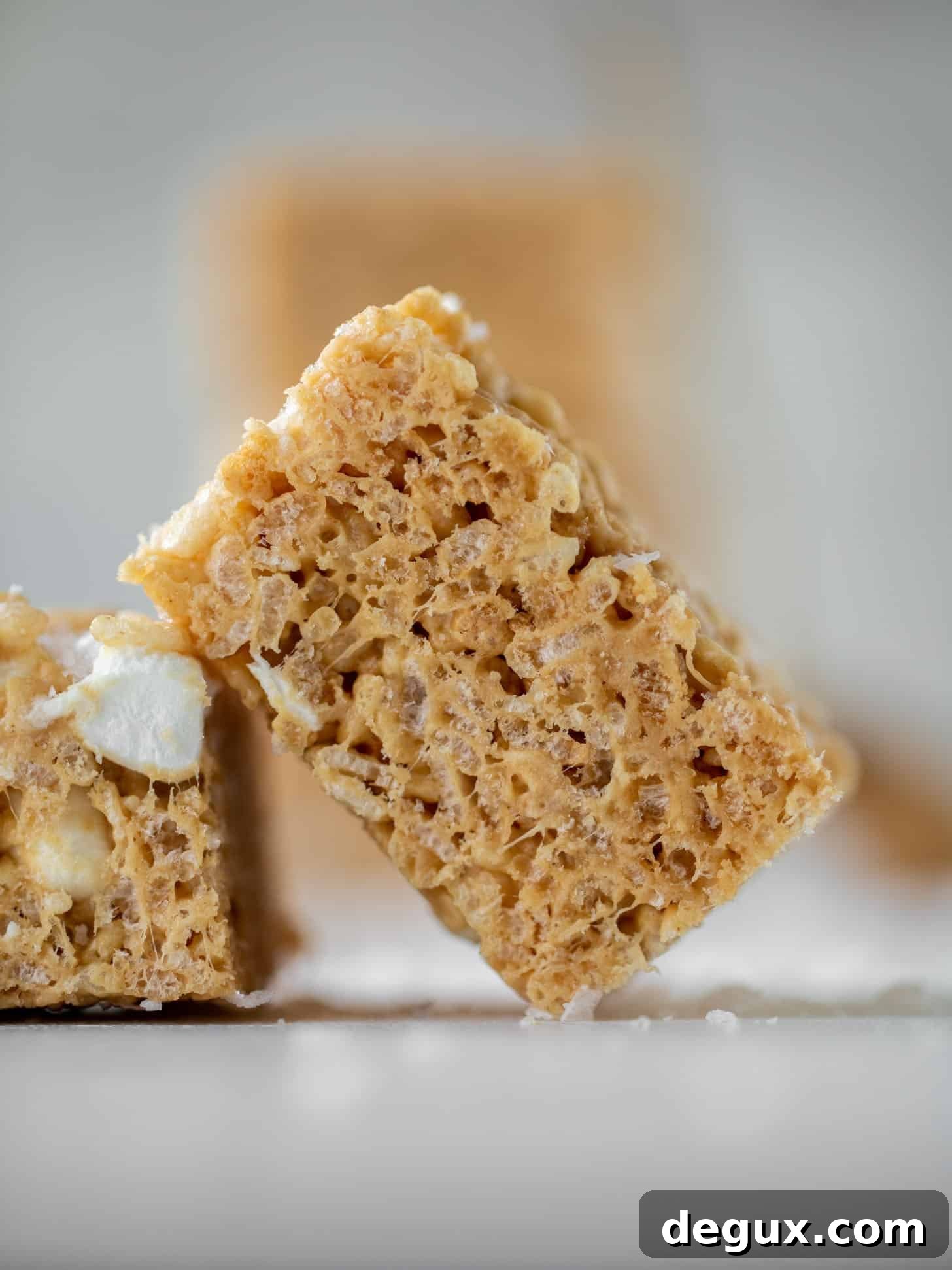 Salted Peanut Butter Rice Krispie Treats Recipe — Crunchy No-Bake Bars 9 salted peanut butter rice krispy treats