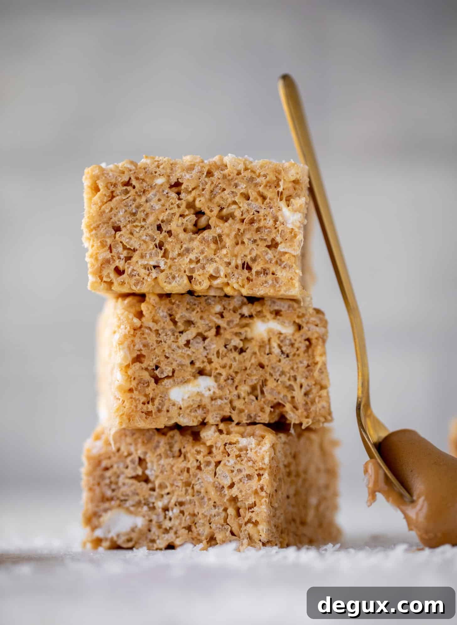 Salted Peanut Butter Rice Krispie Treats Recipe — Crunchy No-Bake Bars 10 salted peanut butter rice krispy treats