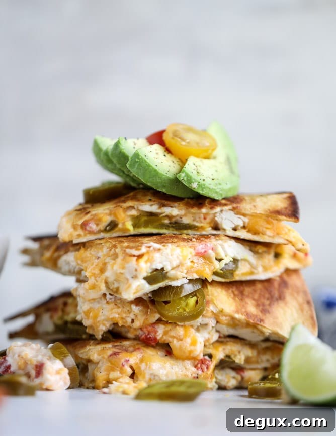 pimento cheese chicken quesadillas