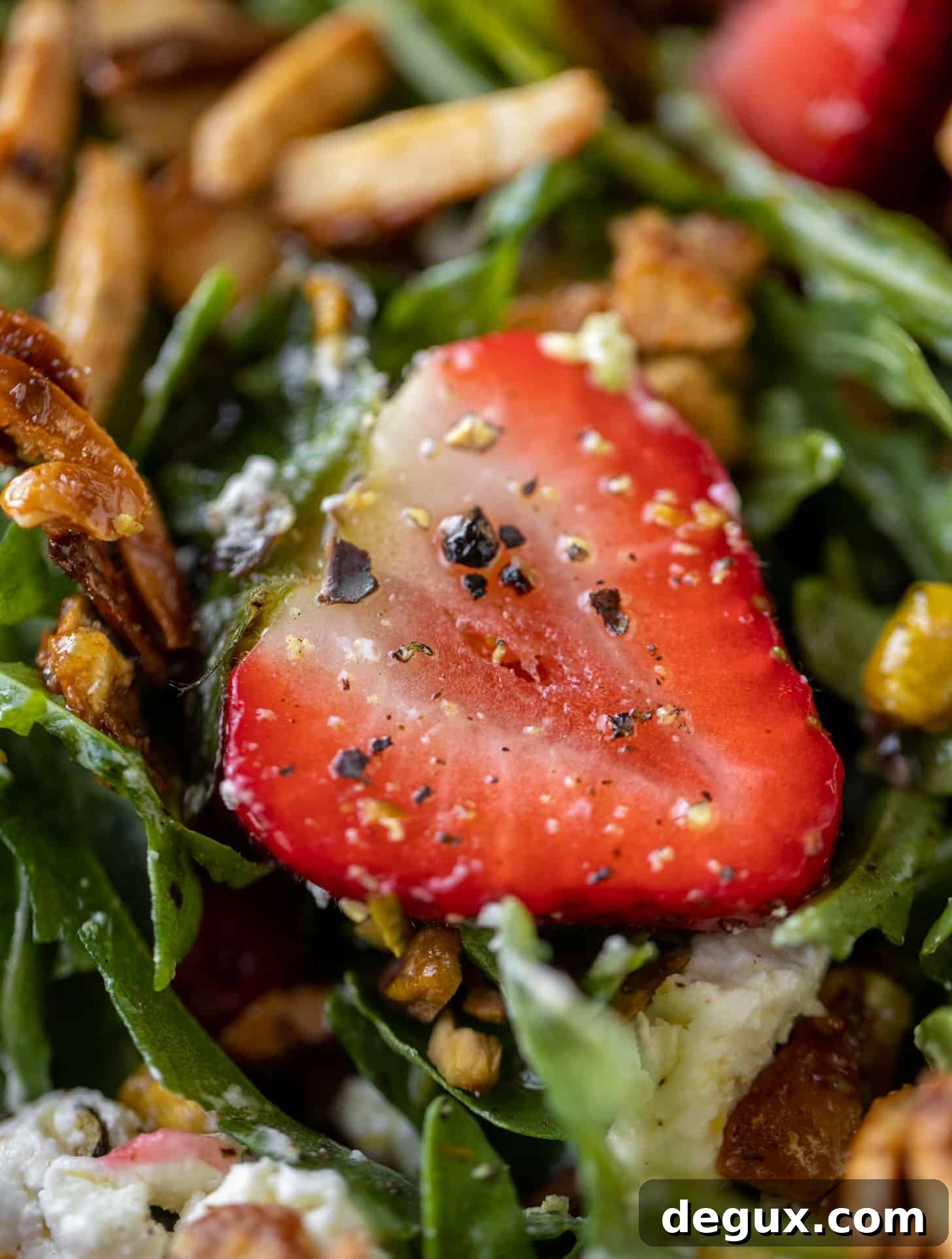 Strawberry Crunch Salad with Champagne Vinaigrette Recipe 11 up close strawberry salad