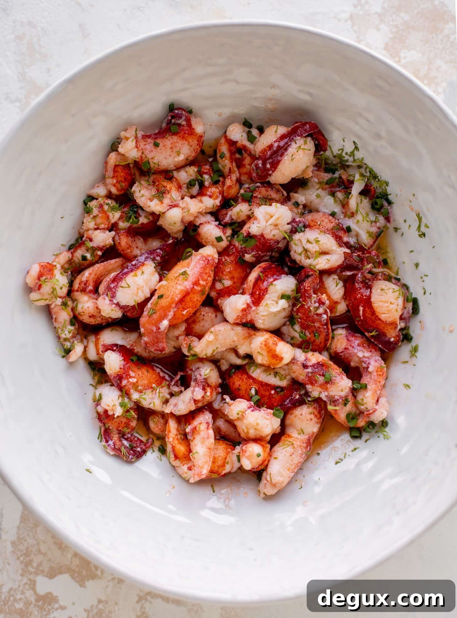 lobster meat with butter and herbs