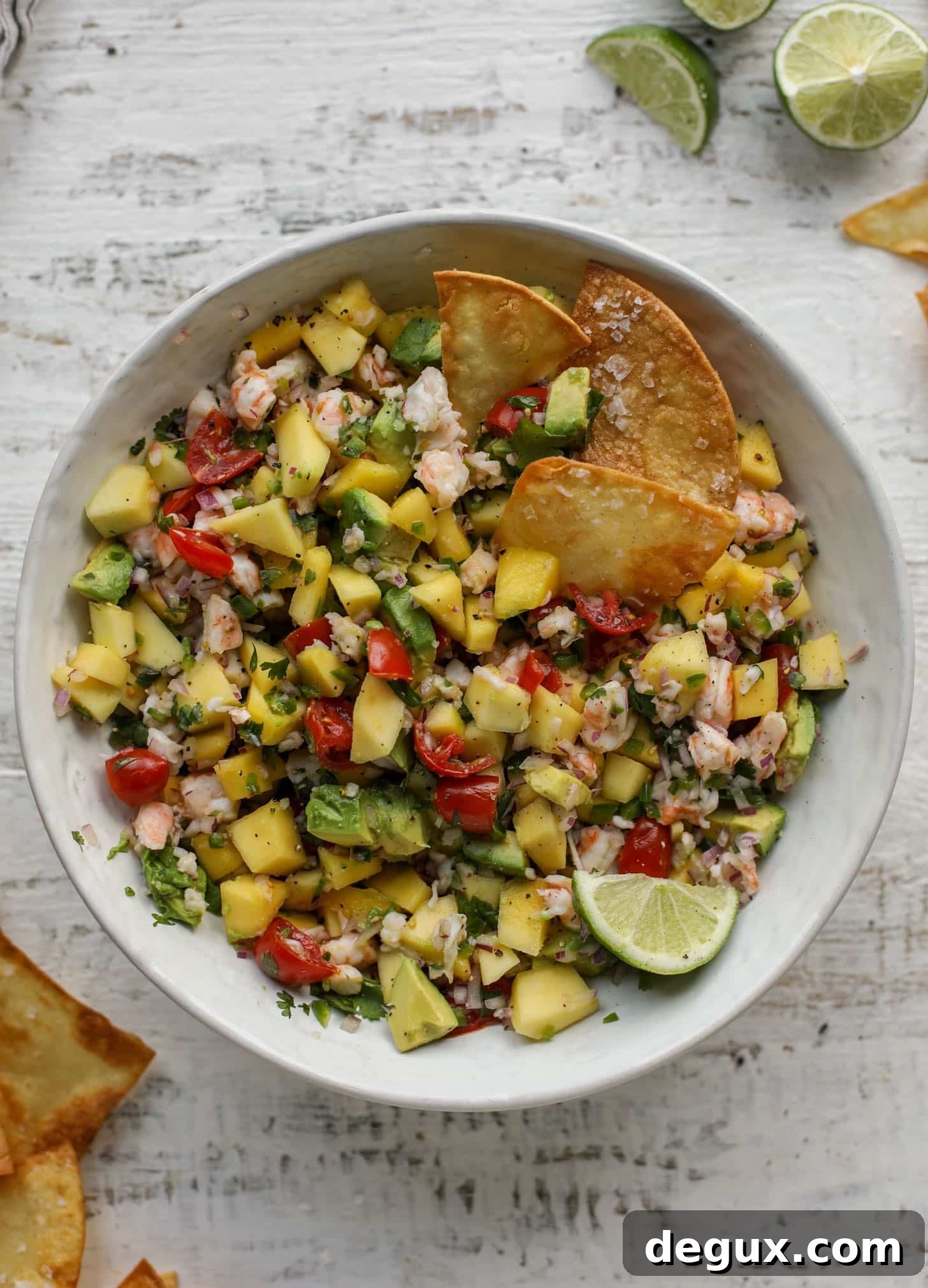 mango avocado shrimp salsa with tortilla chips
