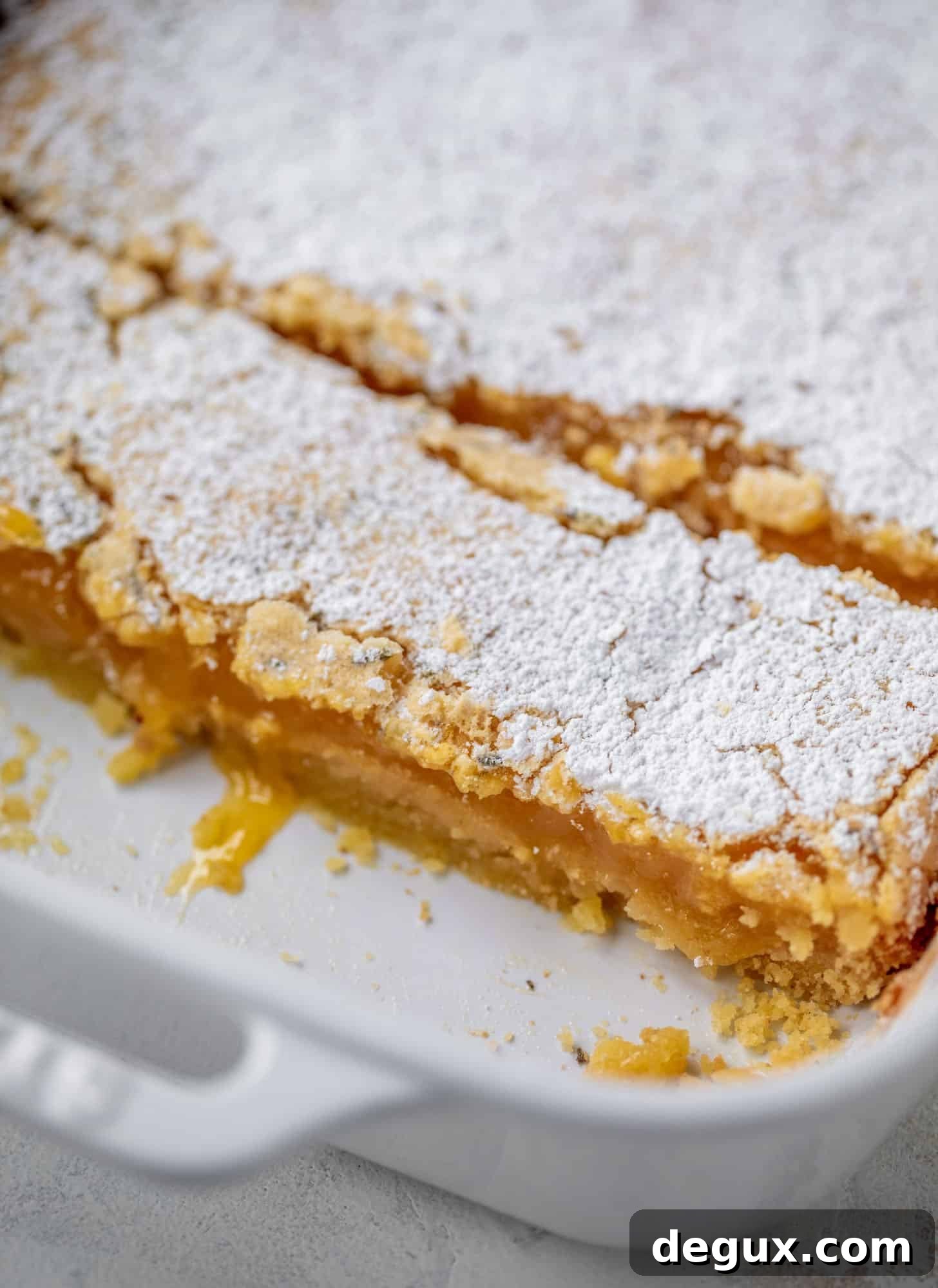 lavender lemon bars in the pan