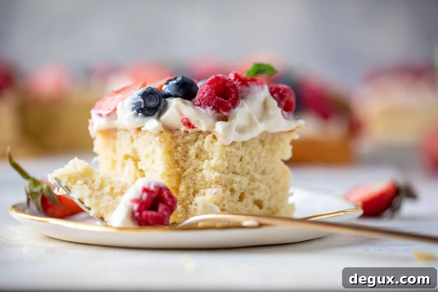 triple berry sheet cake with cream cheese frosting