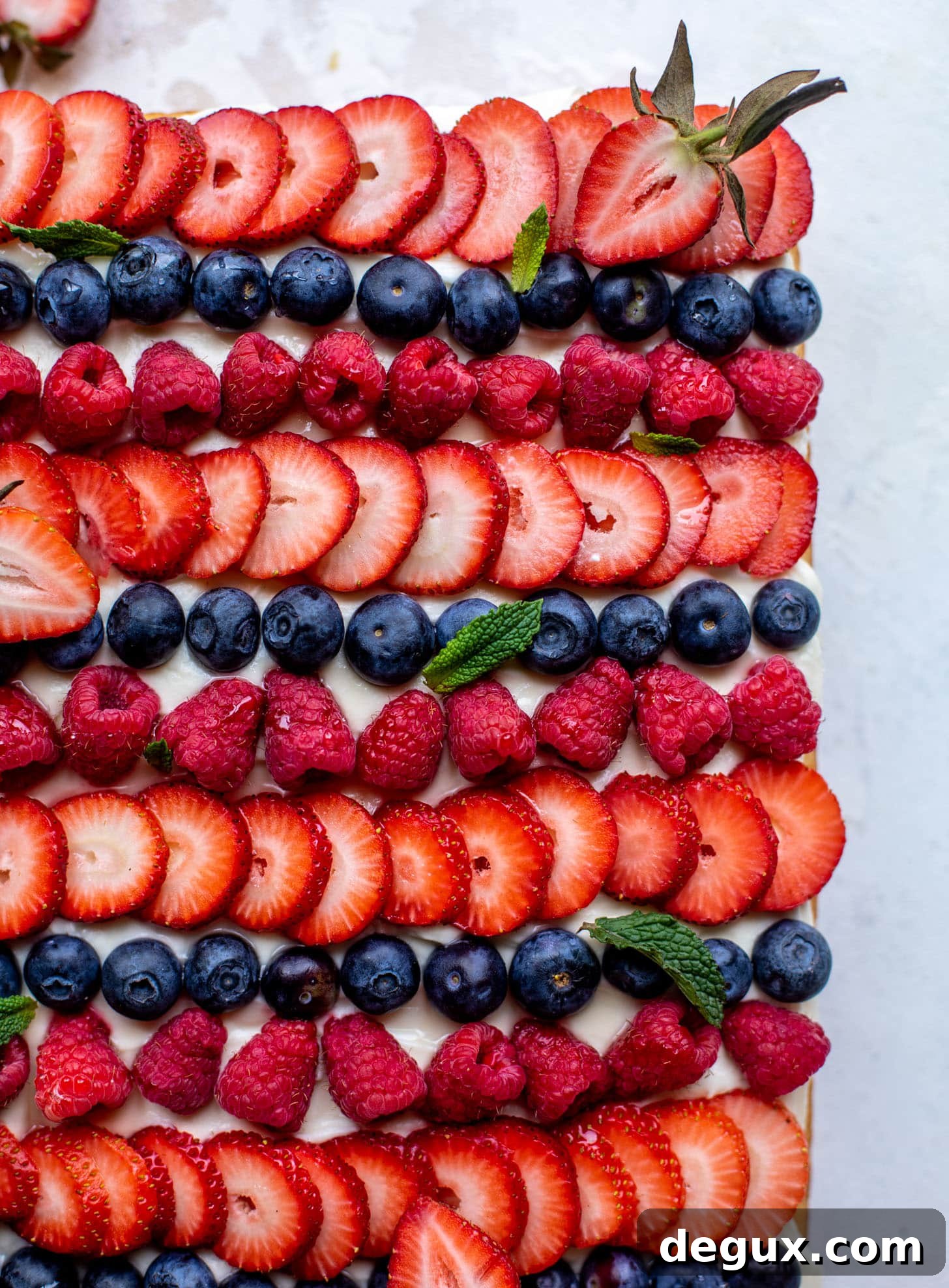 triple berry sheet cake with cream cheese frosting
