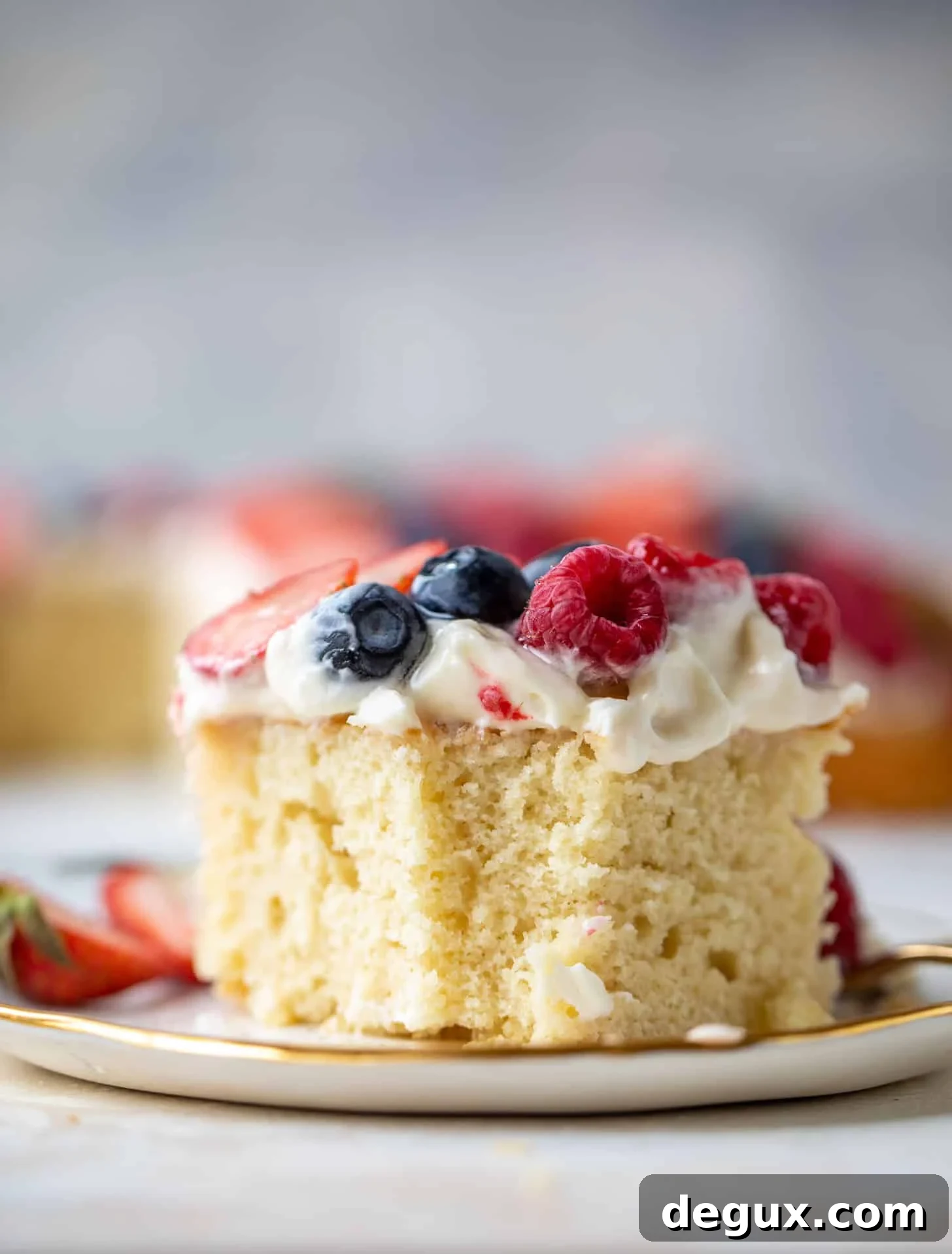 triple berry sheet cake with cream cheese frosting