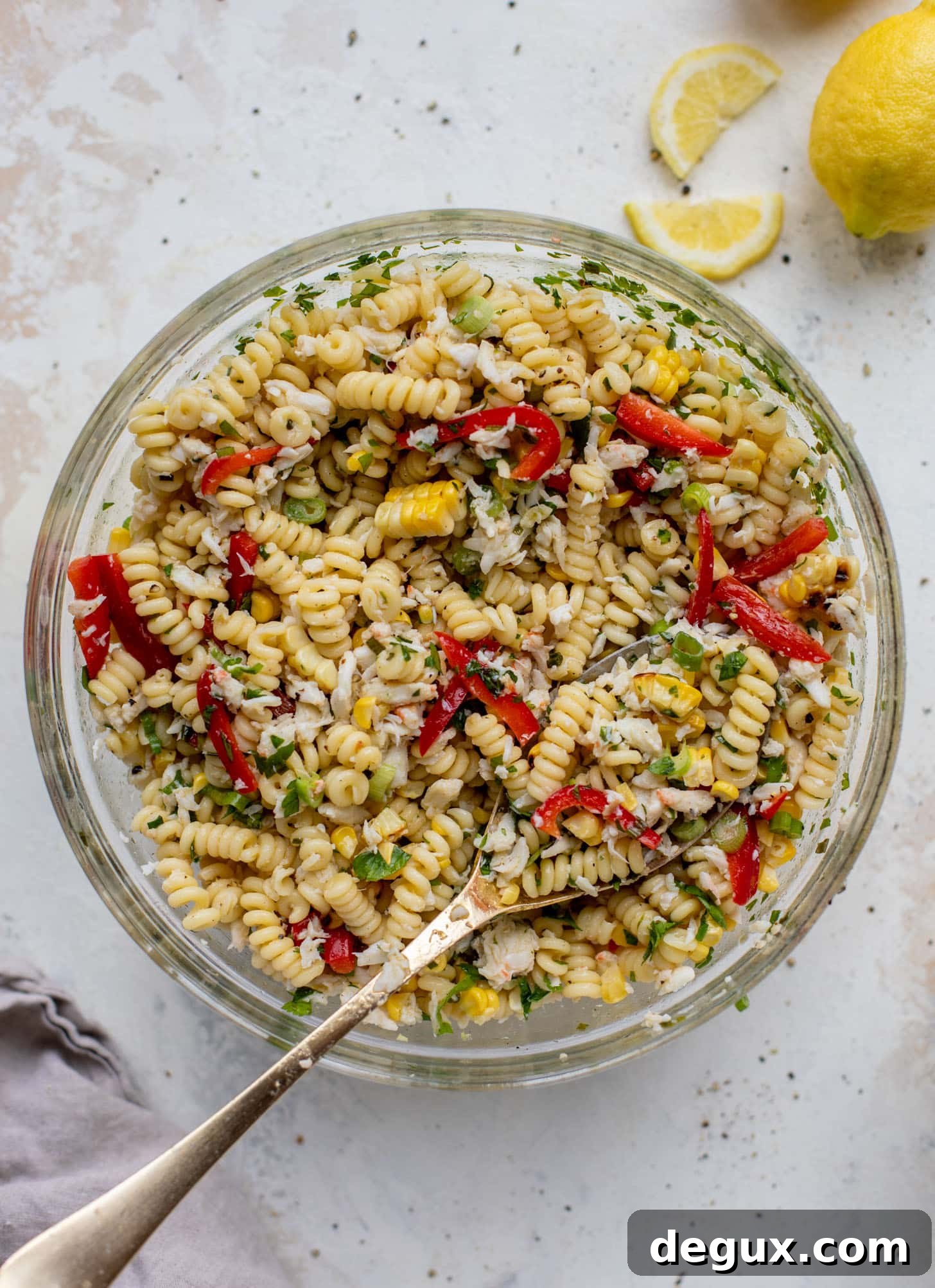 grilled corn and crab pasta salad
