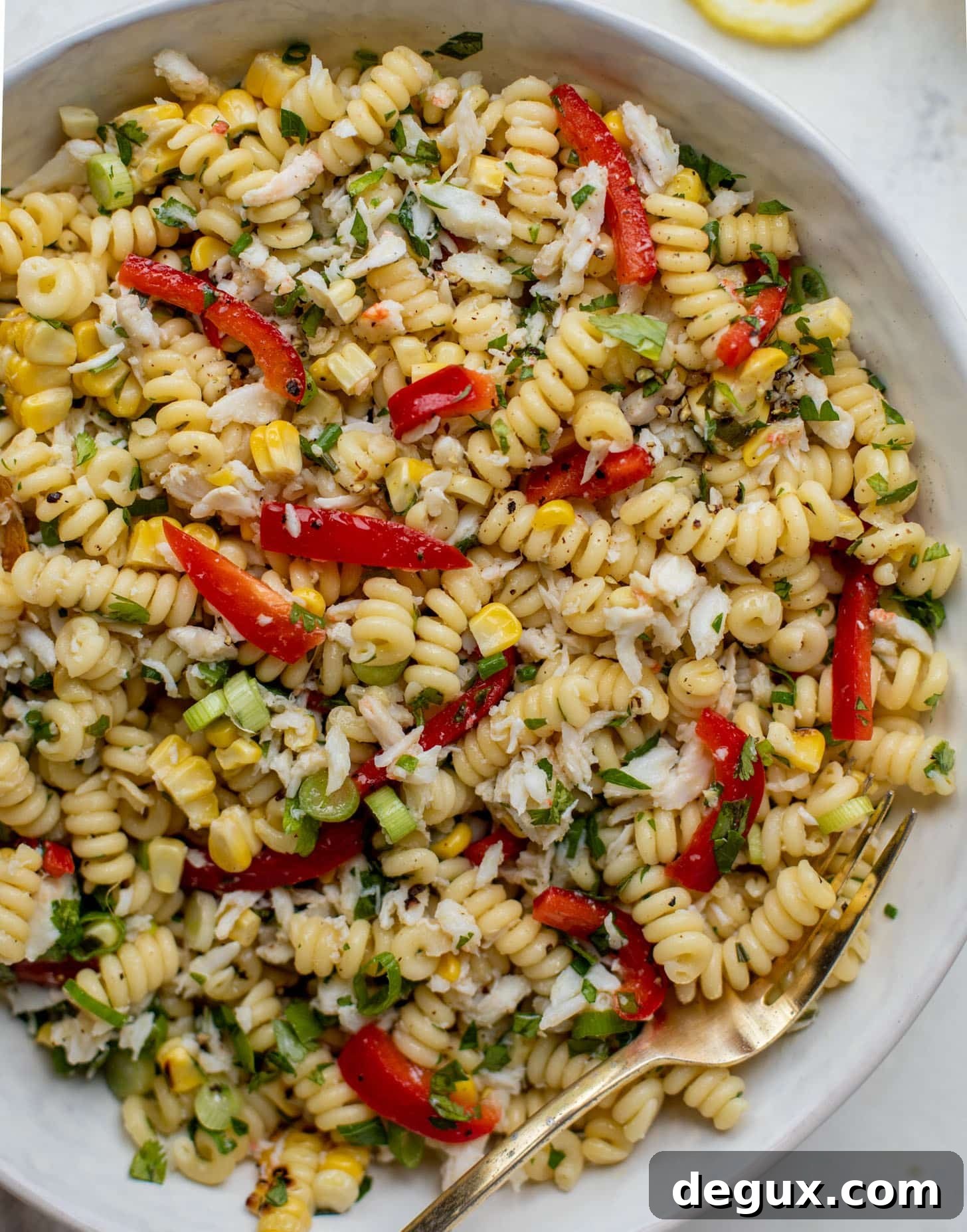 grilled corn and crab pasta salad