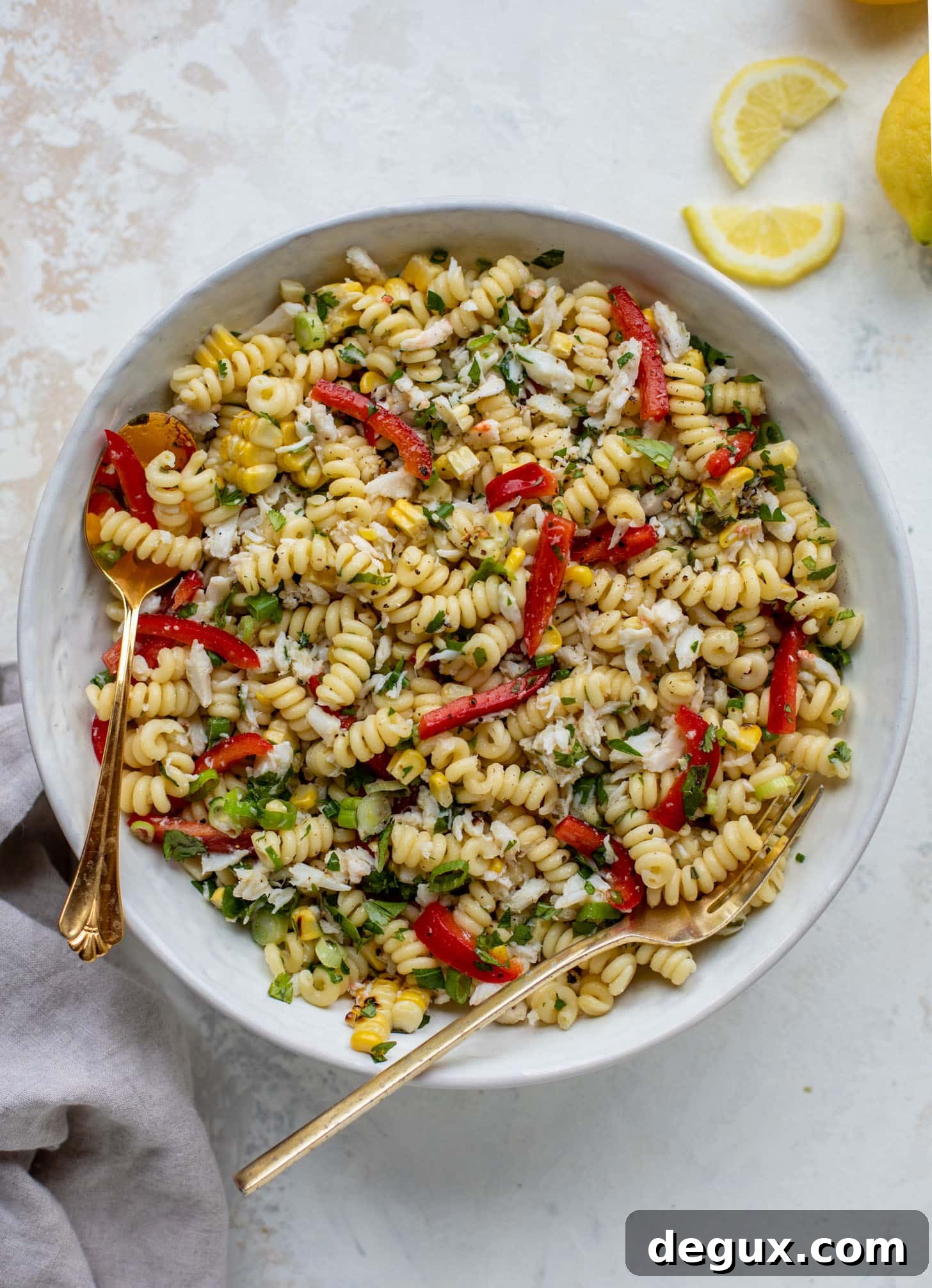 grilled corn and crab pasta salad