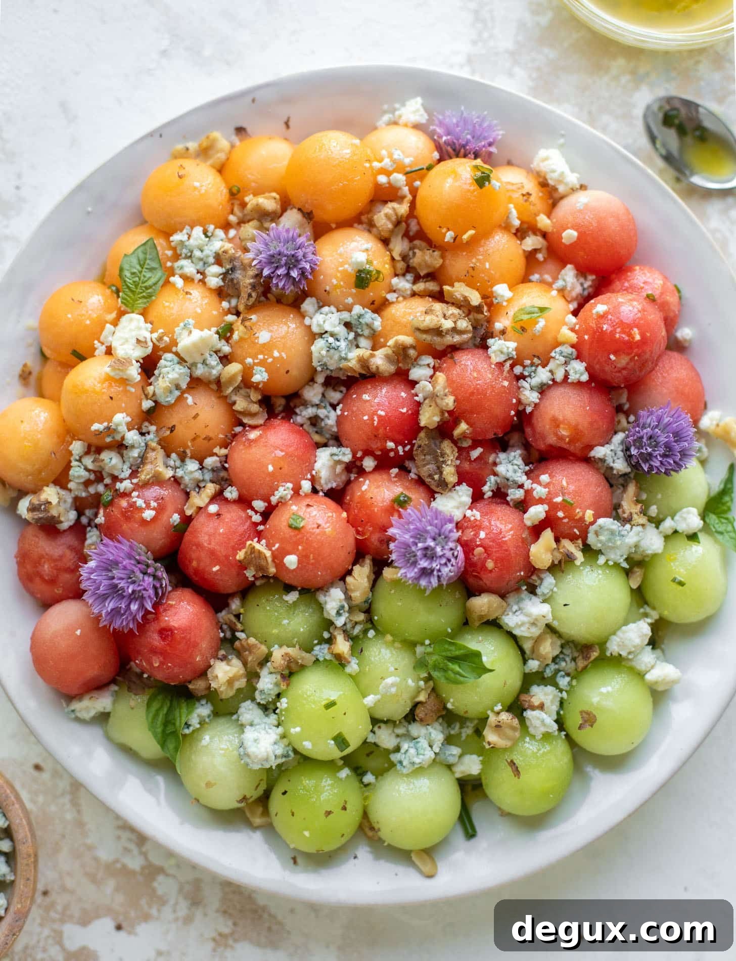 Triple Melon Salad with Blue Cheese & Lemon Vinaigrette 10 triple melon salad with blue cheese and walnuts