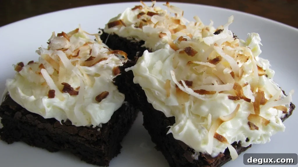 Coconut cream topping Coconut cream frosting on brownies