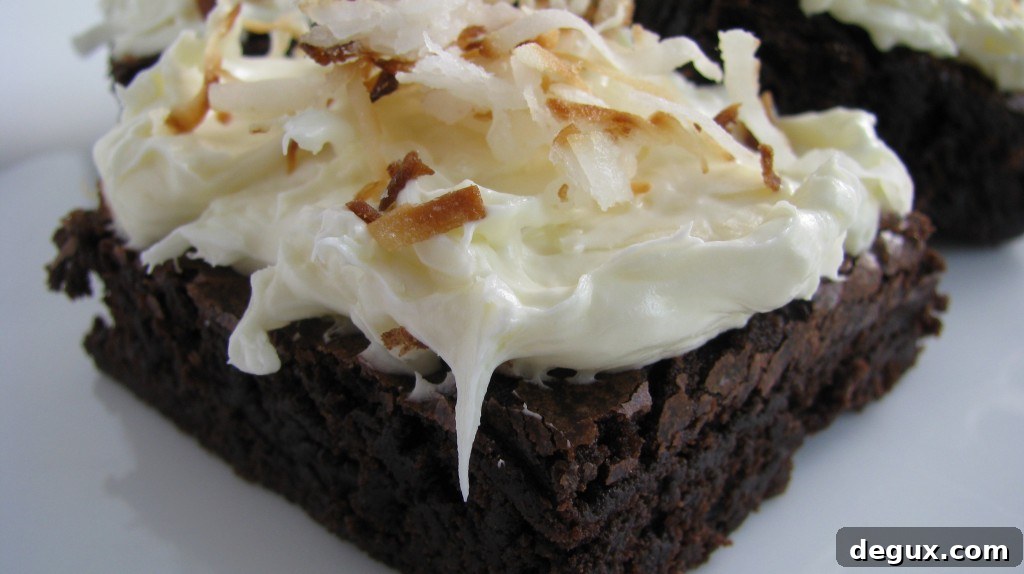 Coconut Brownie Slices Sliced coconut brownies